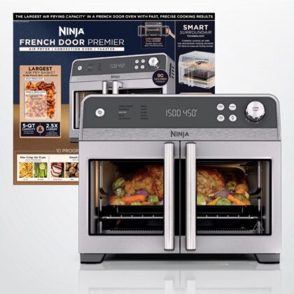 Ninja French Door 10-in-1 Countertop Oven, with Smart Surroundair Technology and Air Fry Function, Dishwasher Safe, 7 Pieces, FO101 Gray