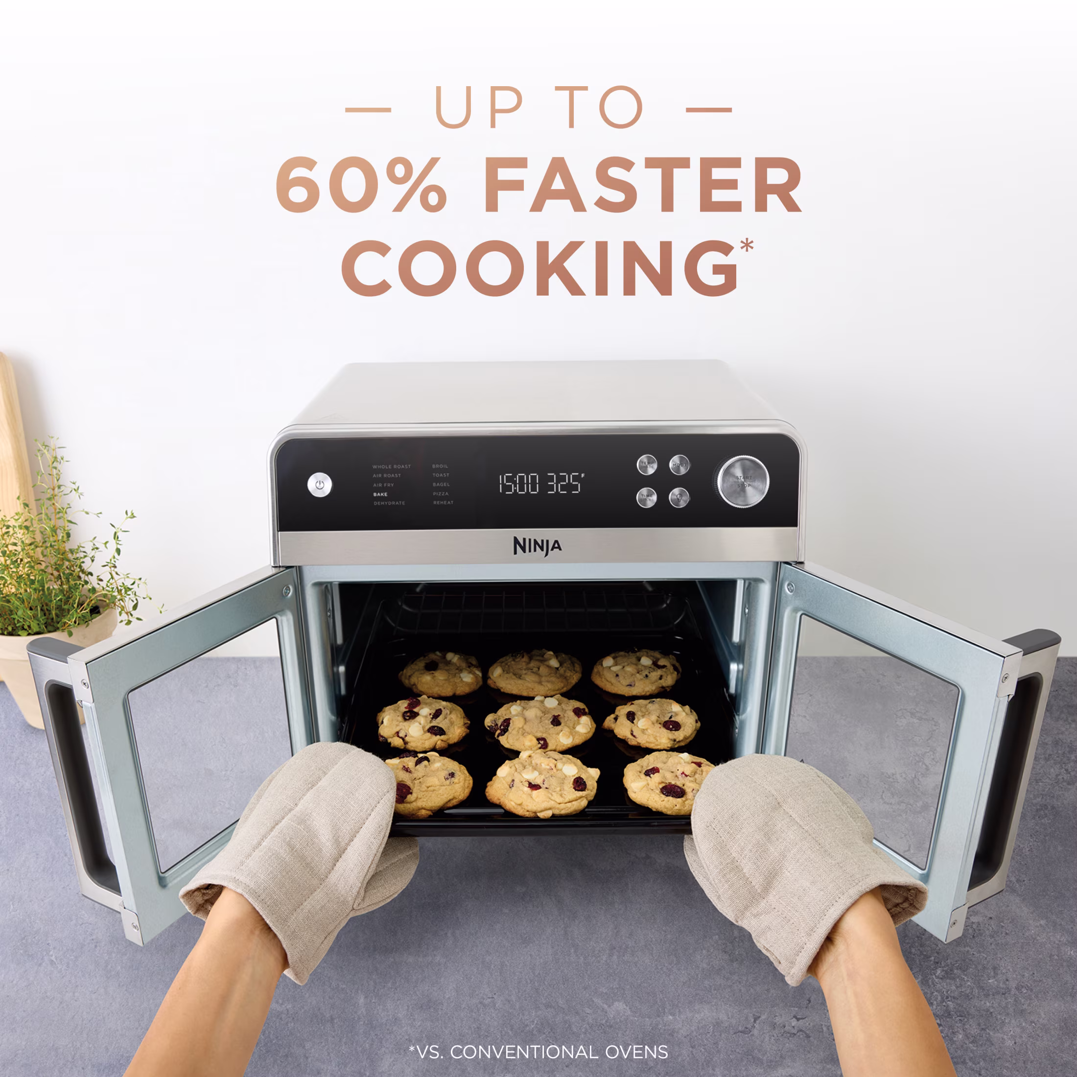 Ninja French Door 10-in-1 Countertop Oven, with Smart Surroundair Technology and Air Fry Function, Dishwasher Safe, 7 Pieces, FO101 Gray - Image 3