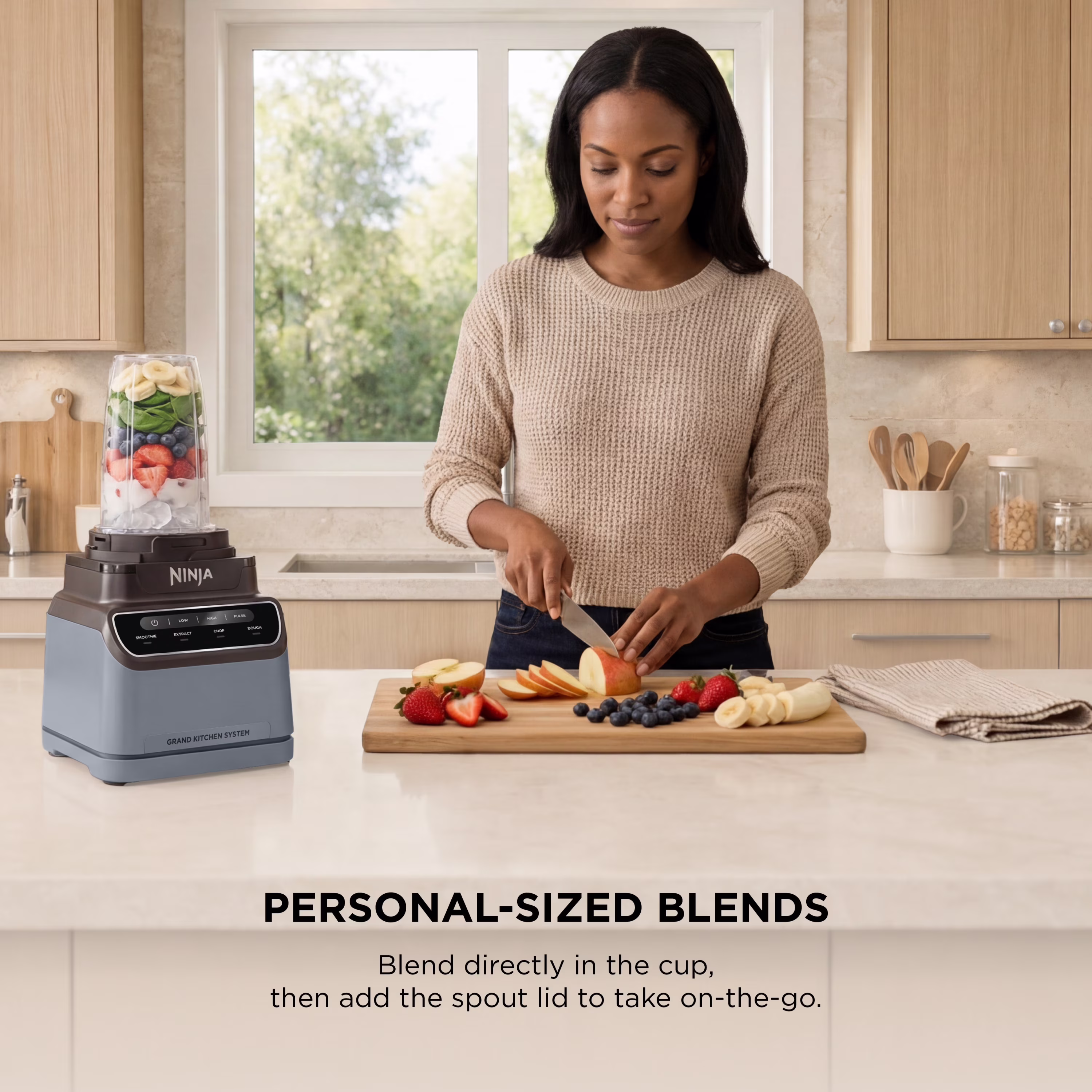 Ninja Grand Kitchen System 72-Oz Blender, 4 Presets, Smoothie, Chop, Dough, 3 Speeds, 1200W, KS500 Gray - Image 2