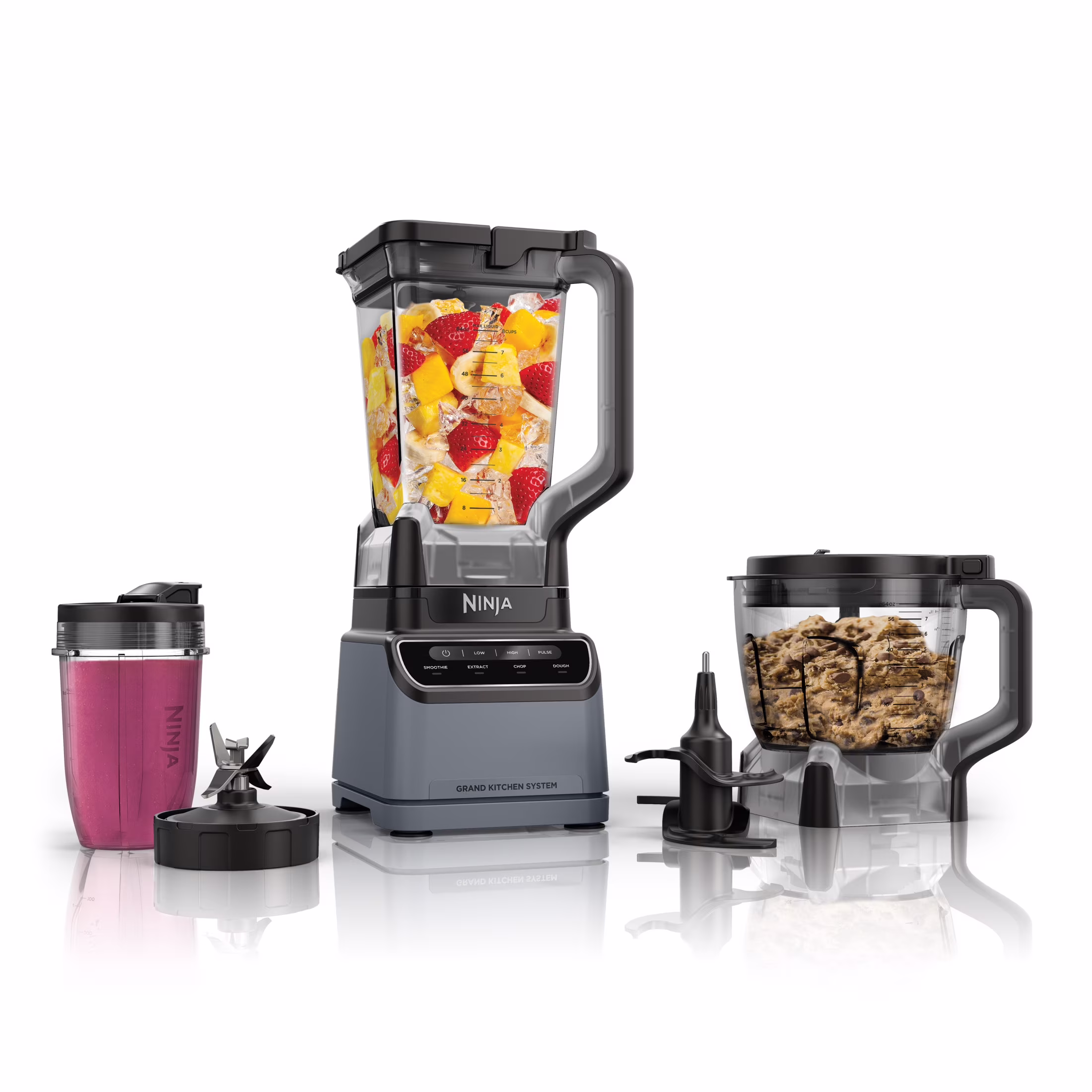 Ninja Grand Kitchen System 72-Oz Blender, 4 Presets, Smoothie, Chop, Dough, 3 Speeds, 1200W, KS500 Gray
