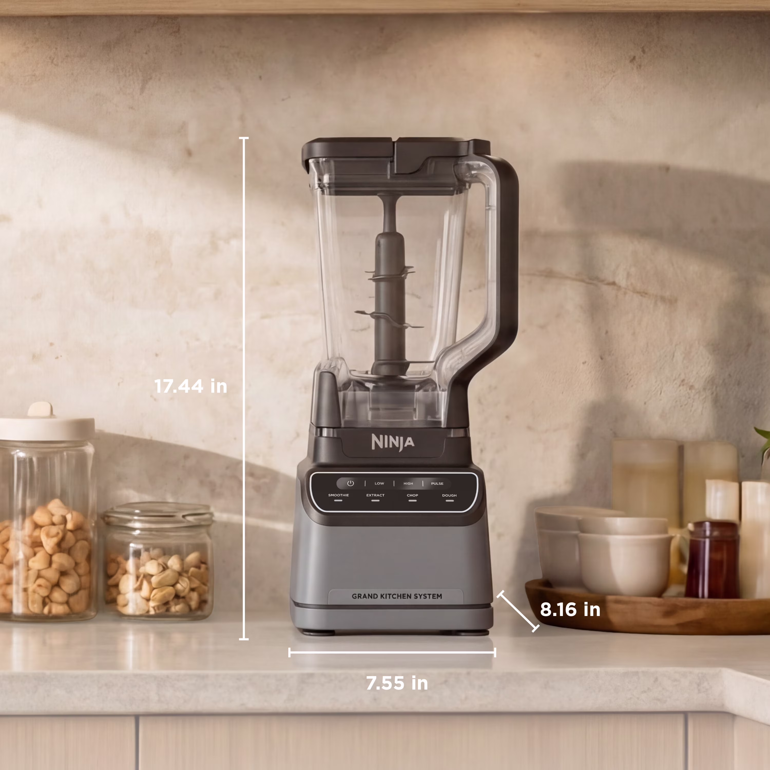 Ninja Grand Kitchen System 72-Oz Blender, 4 Presets, Smoothie, Chop, Dough, 3 Speeds, 1200W, KS500 Gray - Image 5