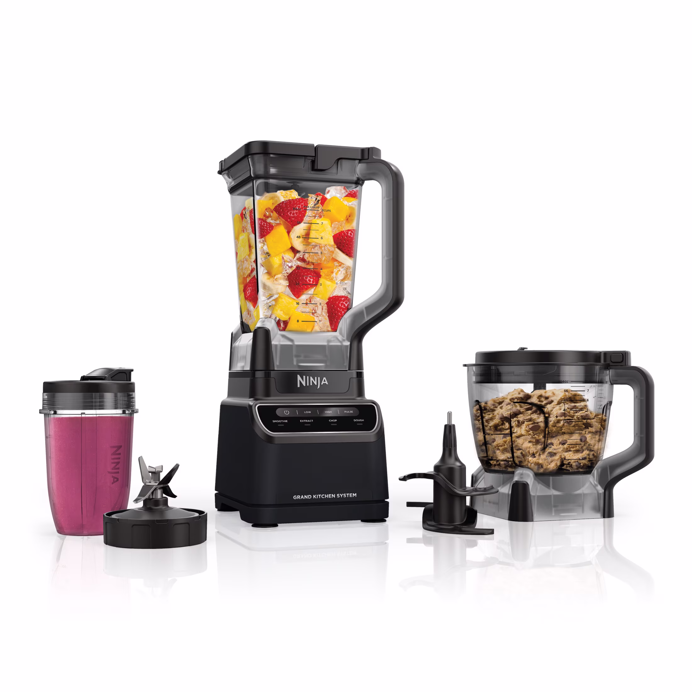 Ninja Grand Kitchen System 72-Oz Blender, 4 Presets, Smoothie, Chop, Dough, 3 Speeds, 1200W, KS500WMBK Black