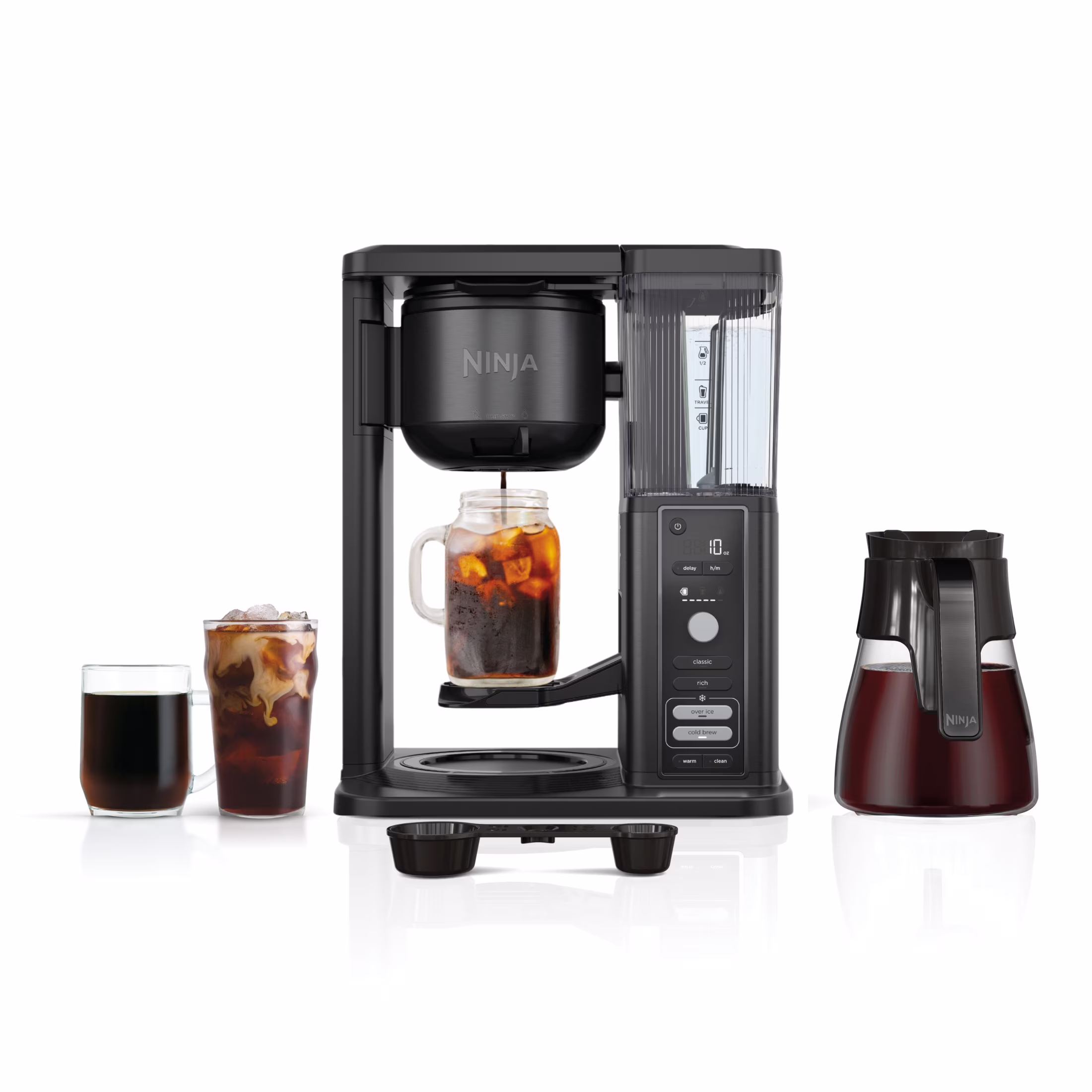 Ninja Hot & Iced 10-Cup Drip Coffee Maker, 4 Brew Styles, Rapid Cold Brew, CM360WM, Black