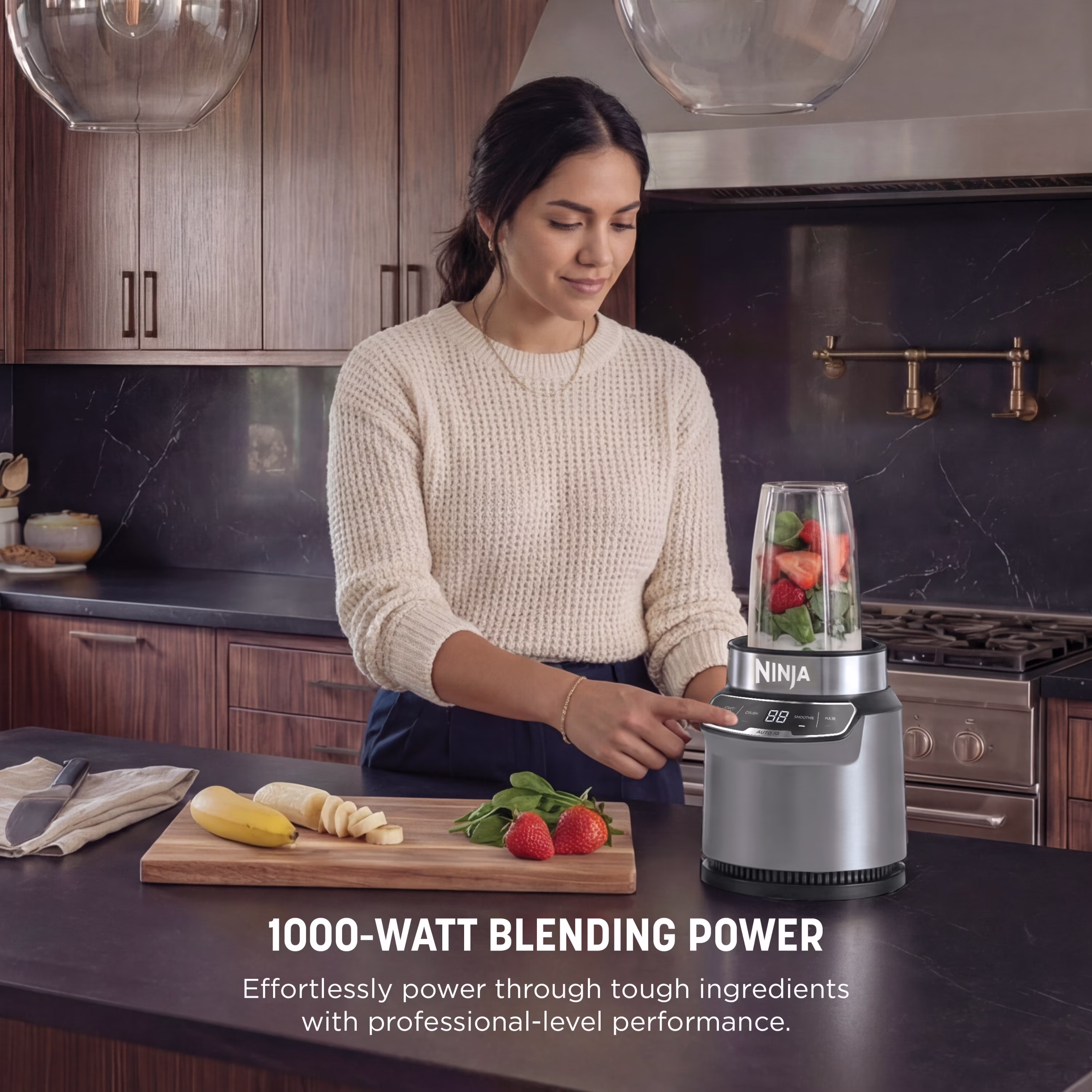 Ninja Nutri Pro Compact Personal Blender, 18-Oz and 24-Oz To-Go Cups & Spout Lids, Auto-iQ Technology, Smoothies, Crush, BN400 Stone Silver - Image 3