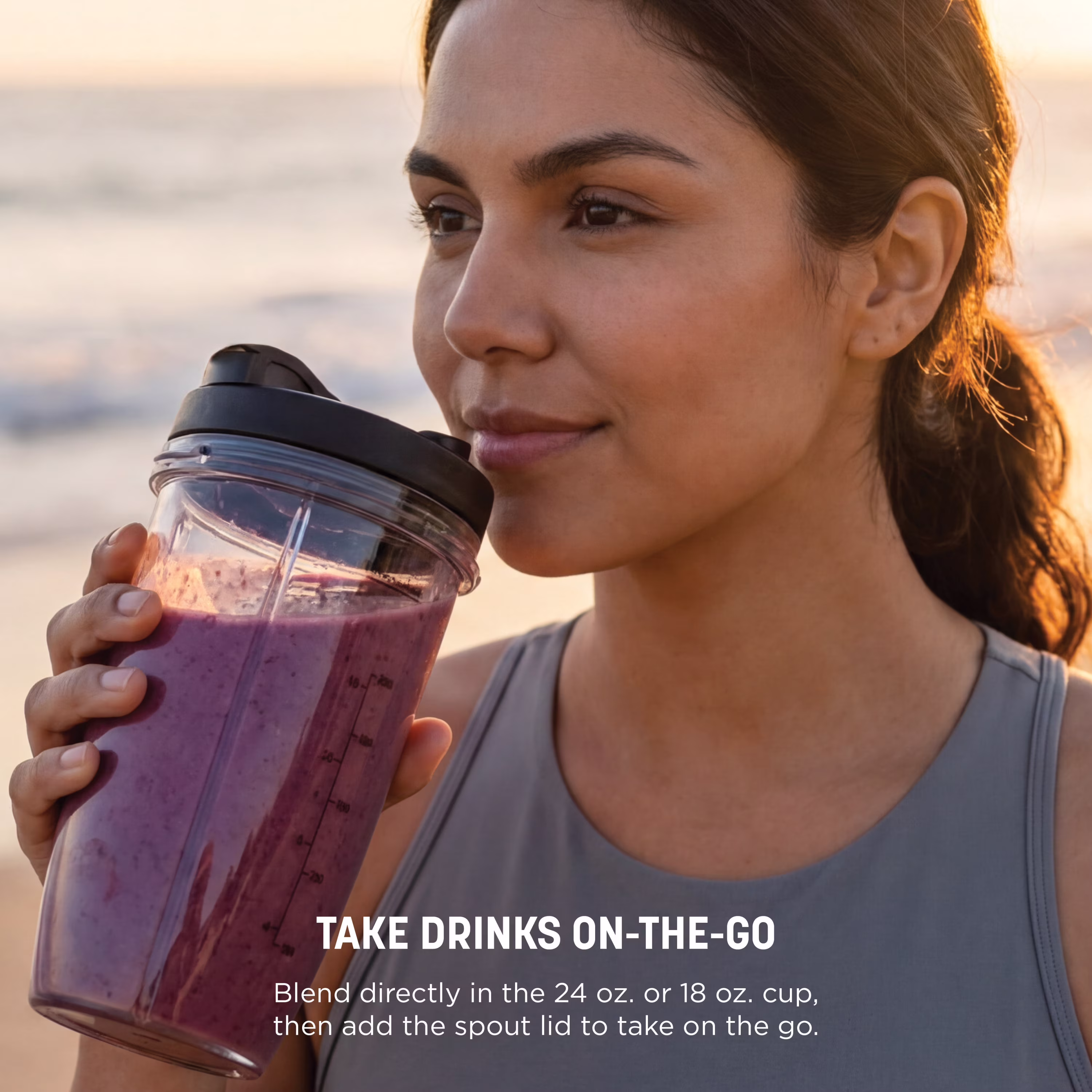 Ninja Nutri Pro Compact Personal Blender, 18-Oz and 24-Oz To-Go Cups & Spout Lids, Auto-iQ Technology, Smoothies, Crush, BN400 Stone Silver - Image 5