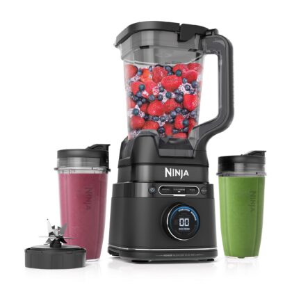 Ninja Power Blender Pro + Personal Single-Serve, BlendSense Technology, For Smoothies, Food & More, Compact Kitchen Countertop, 1800 PW, 72 oz. Pitcher, (2) 24 oz. To-Go Cups, TB301 Black