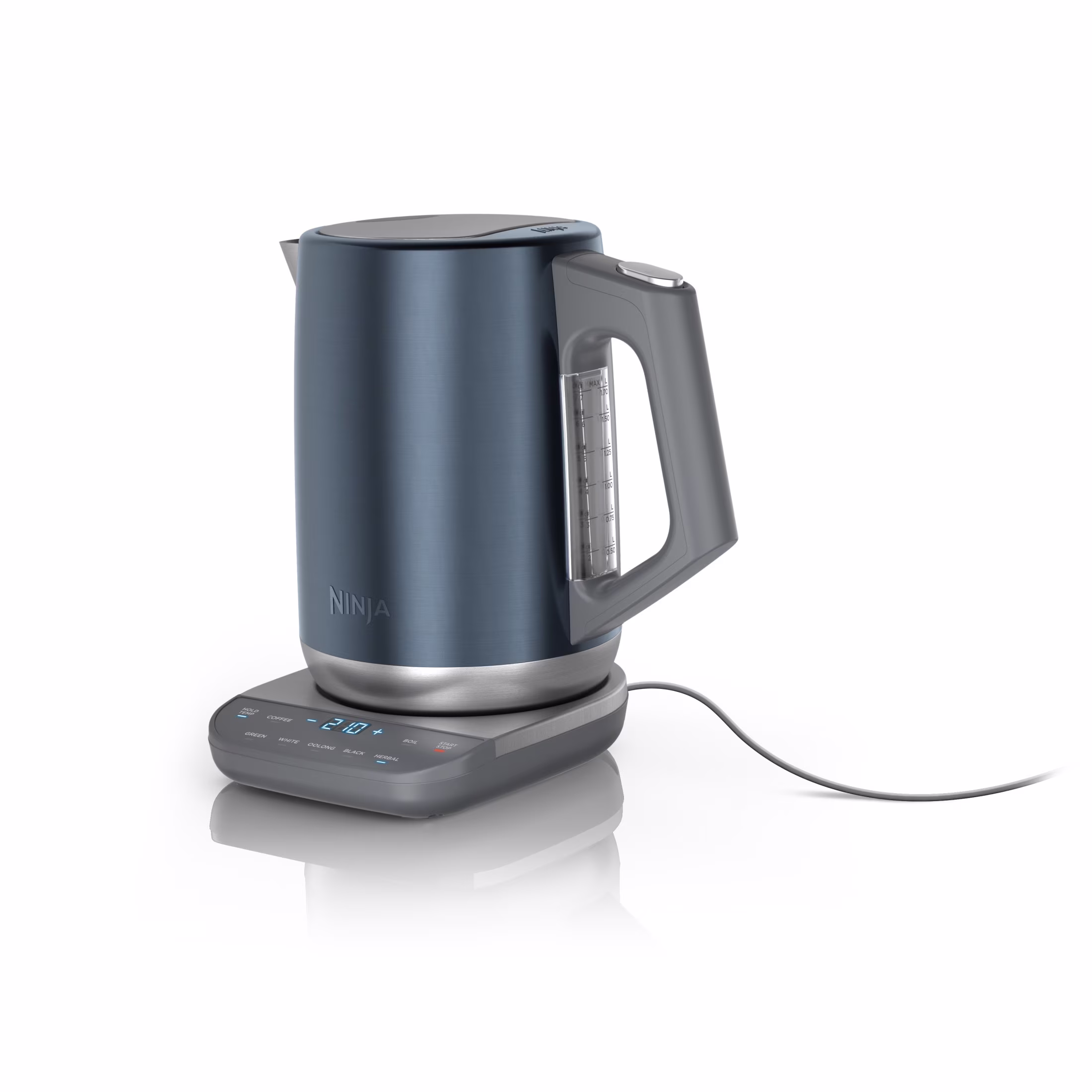 Ninja Precision Temperature Electric Kettle with 7 Presets and Rapid Boil, 7-Cup Capacity, Blue Stainless