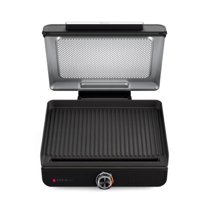 Ninja Sizzle 6-Serving Electric Indoor Grill, Low Smoke, 500°F Max Heat, GR100, Black/Stainless Steel
