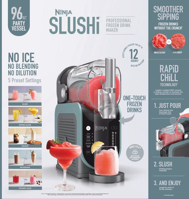 Ninja SLUSHi 96-Oz Frozen Drink Machine with RapidChill Technology, 5 Presets, Dishwasher Safe, Slushy Maker, FS310GN Green - Image 4