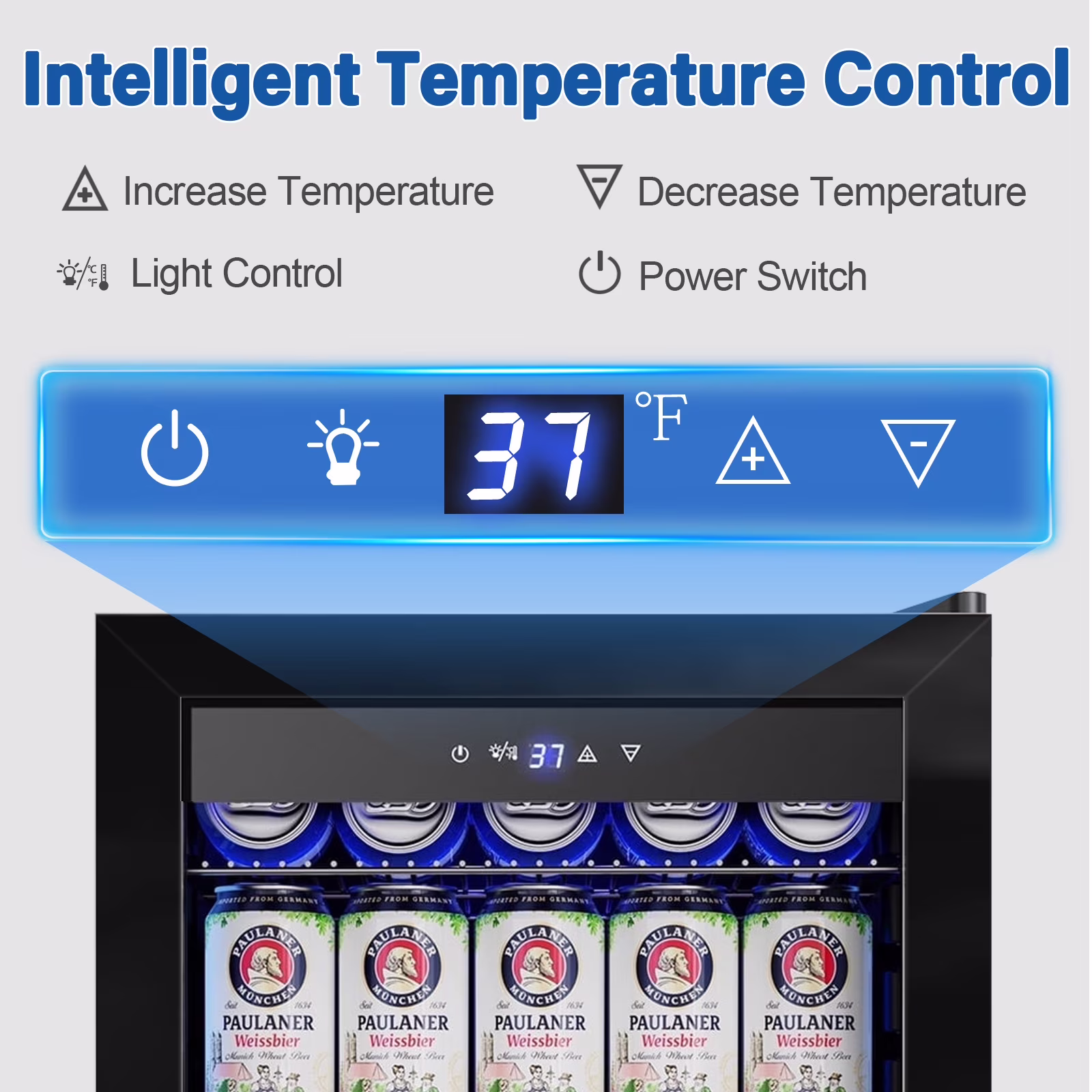 Nipus 17.52 inch Beverage Refrigerator Cooler,130 Cans Capacity with Glass Door for Soda Wine Beer, with Adjustable Removable Shelves, Black - Image 2