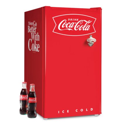 Nostalgia Coca-Cola 3.2 Cu. Ft. Refrigerator With Freezer and Bottle Opener, Red