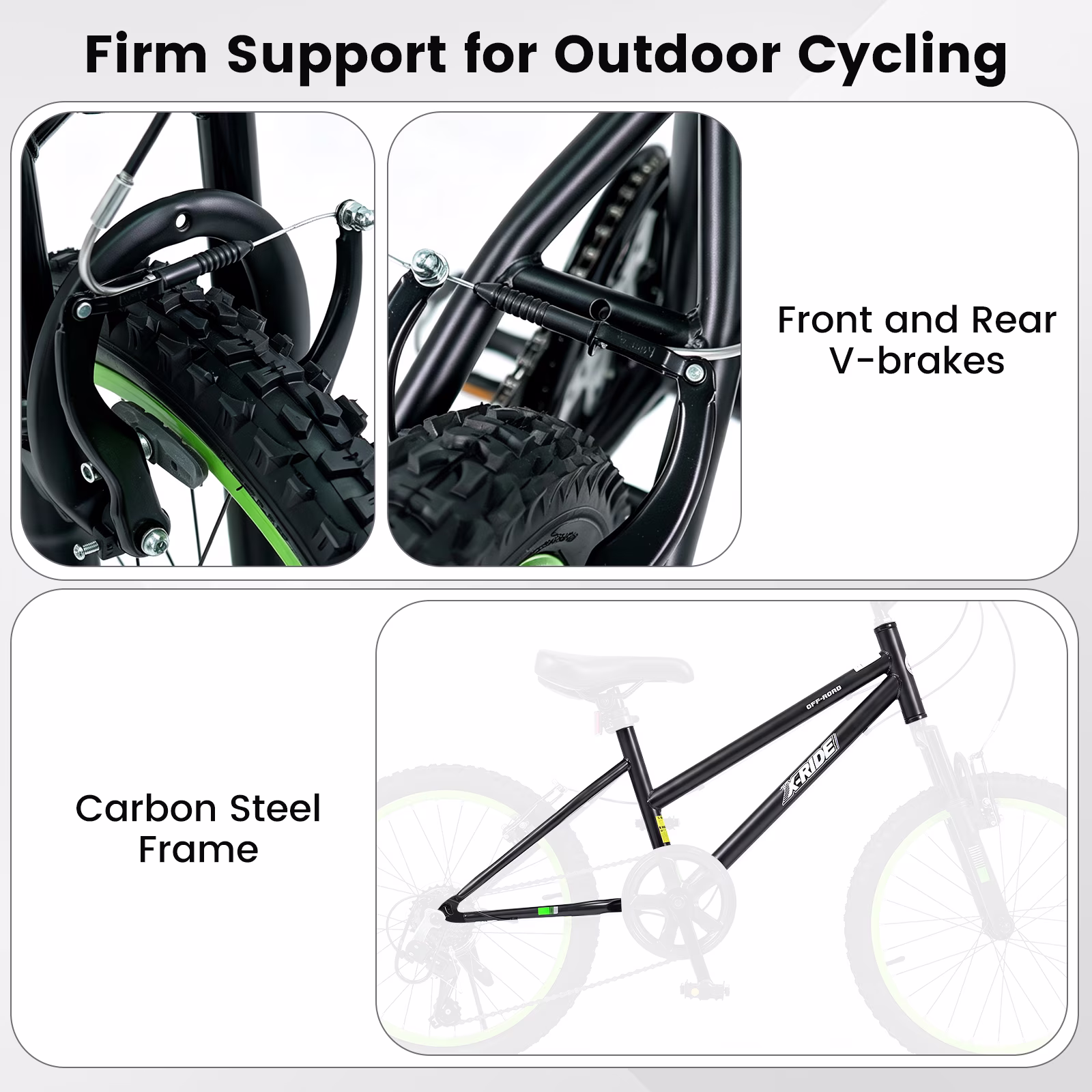 OLAKIDS Mountain Bike, 20 24 Inch Bicycle with 7 Speed Drivetrain Front Suspension Fork Dual V-brakes Kickstand for Teen Youth - Image 4