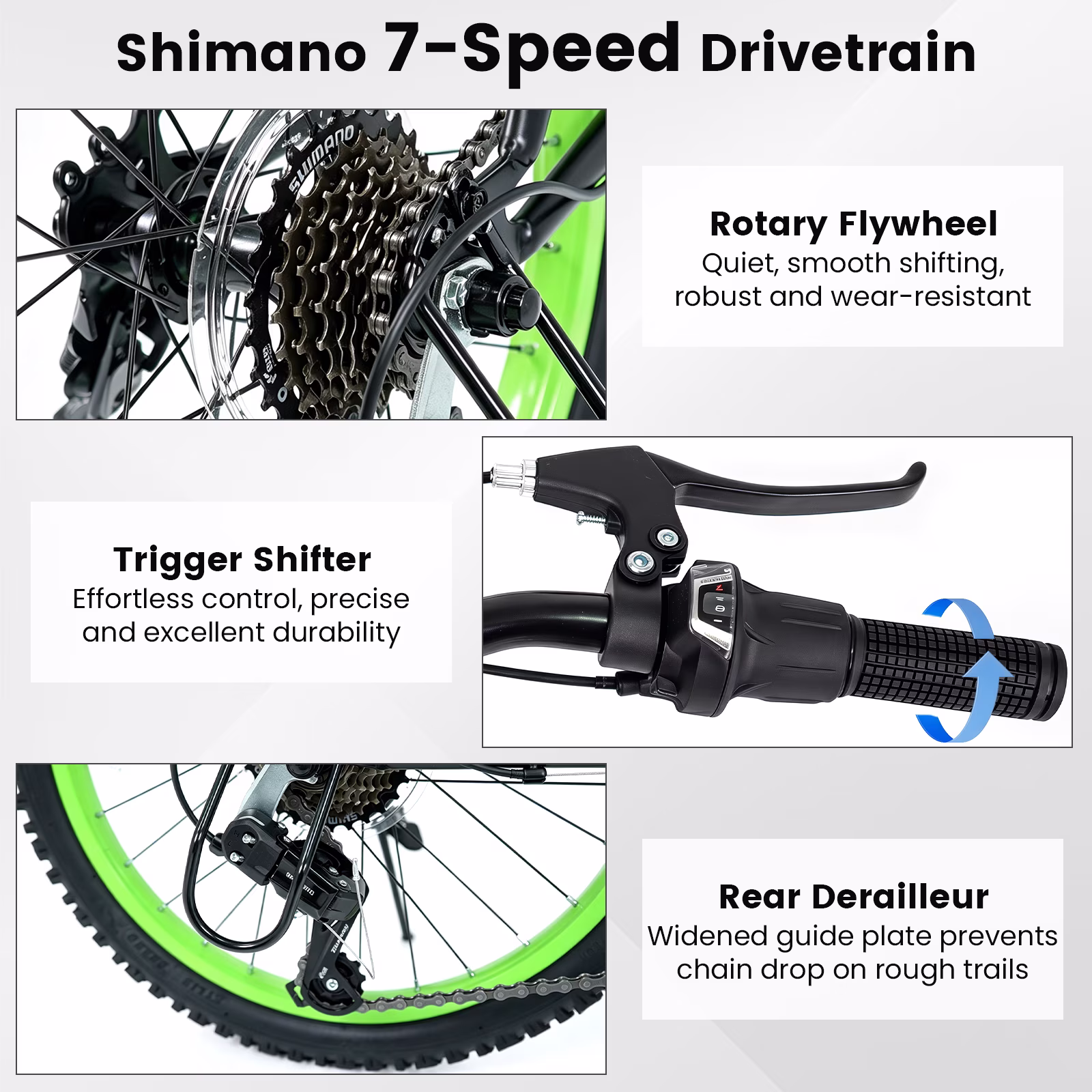 OLAKIDS Mountain Bike, 20 24 Inch Bicycle with 7 Speed Drivetrain Front Suspension Fork Dual V-brakes Kickstand for Teen Youth - Image 3