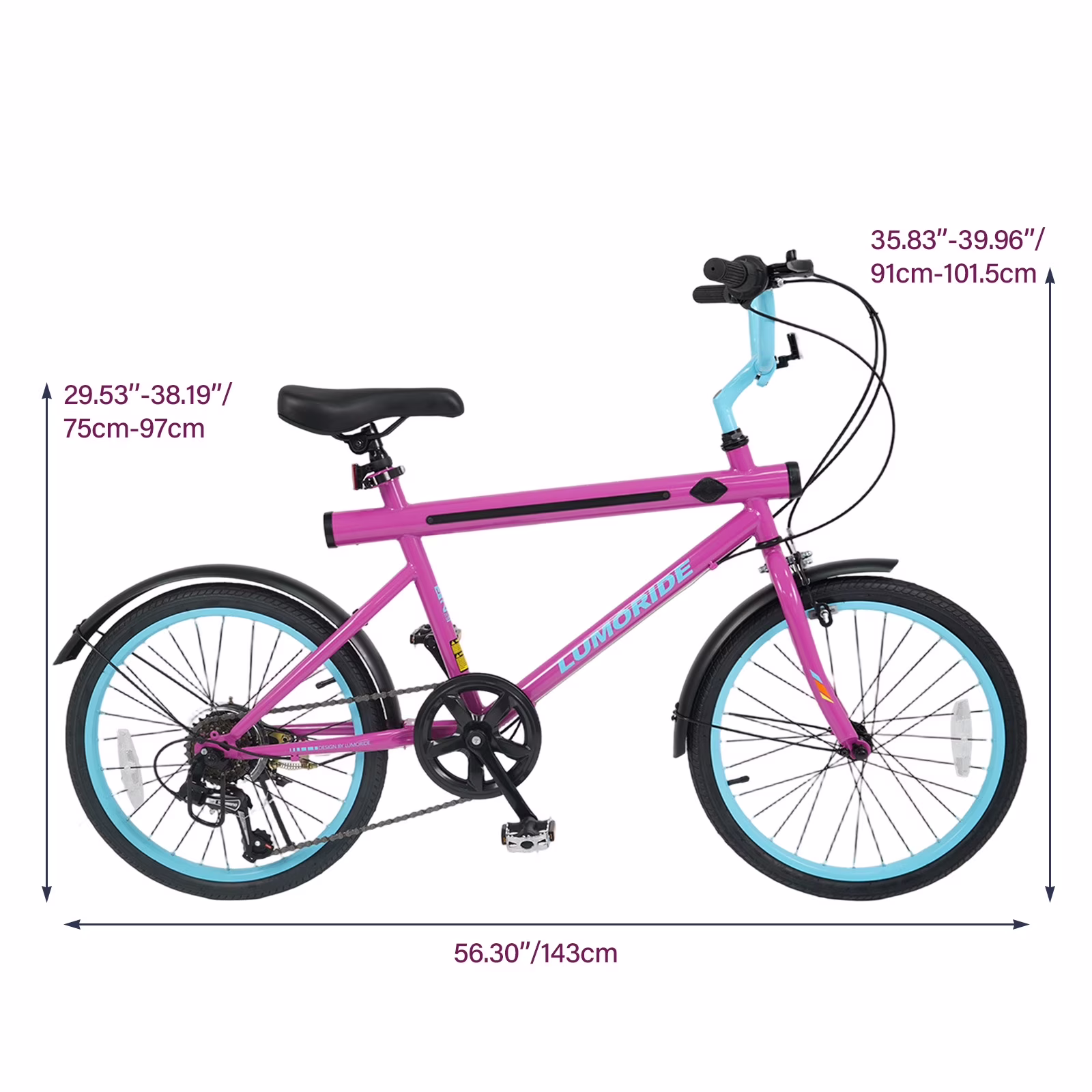 OLAKIDS Mountain Bike, 20 Inch Bicycle with 7 Lighting Modes Bluetooth Music 6 Speed Drivetrain - Image 3