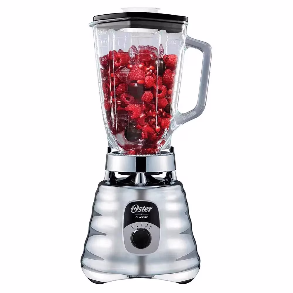 Oster 4655 Chrome 3 Speed Blender with 5 Cup Glass Jar, 1000 Watt Motor, All Metal Drive System, Stainless Steel Blades - Image 2