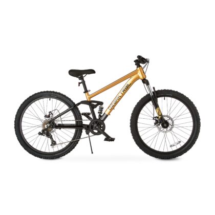 Ozark Trail FS.1 Epictrail 24 in Full Suspension Mountain Bike, Fits Riders 4 ft 6 in-5 ft 6 in, Gold, Unisex
