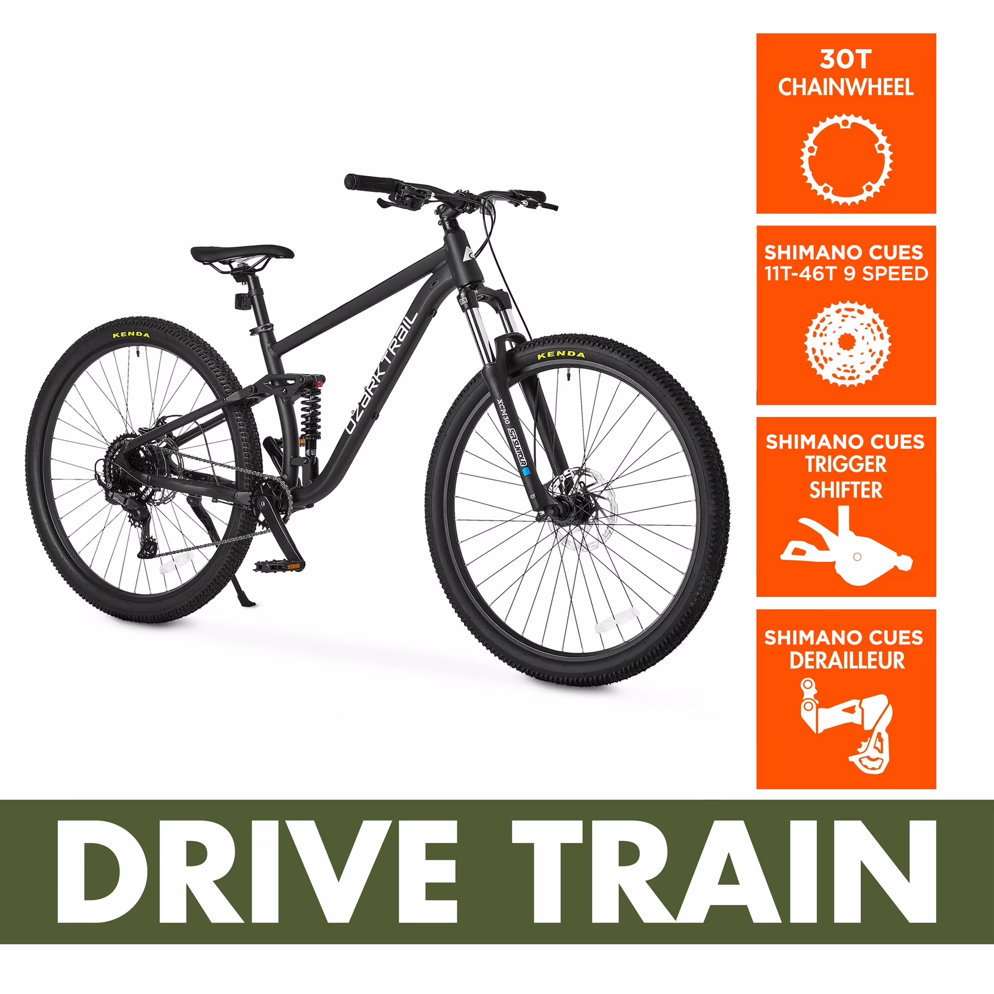 Ozark Trail FS.2 Slalom 29 in Full Suspension Mountain Bike, Medium Frame, Fits Riders 5 ft 6 in - 5 ft 9 in, Black, Adult, Unisex - Image 3