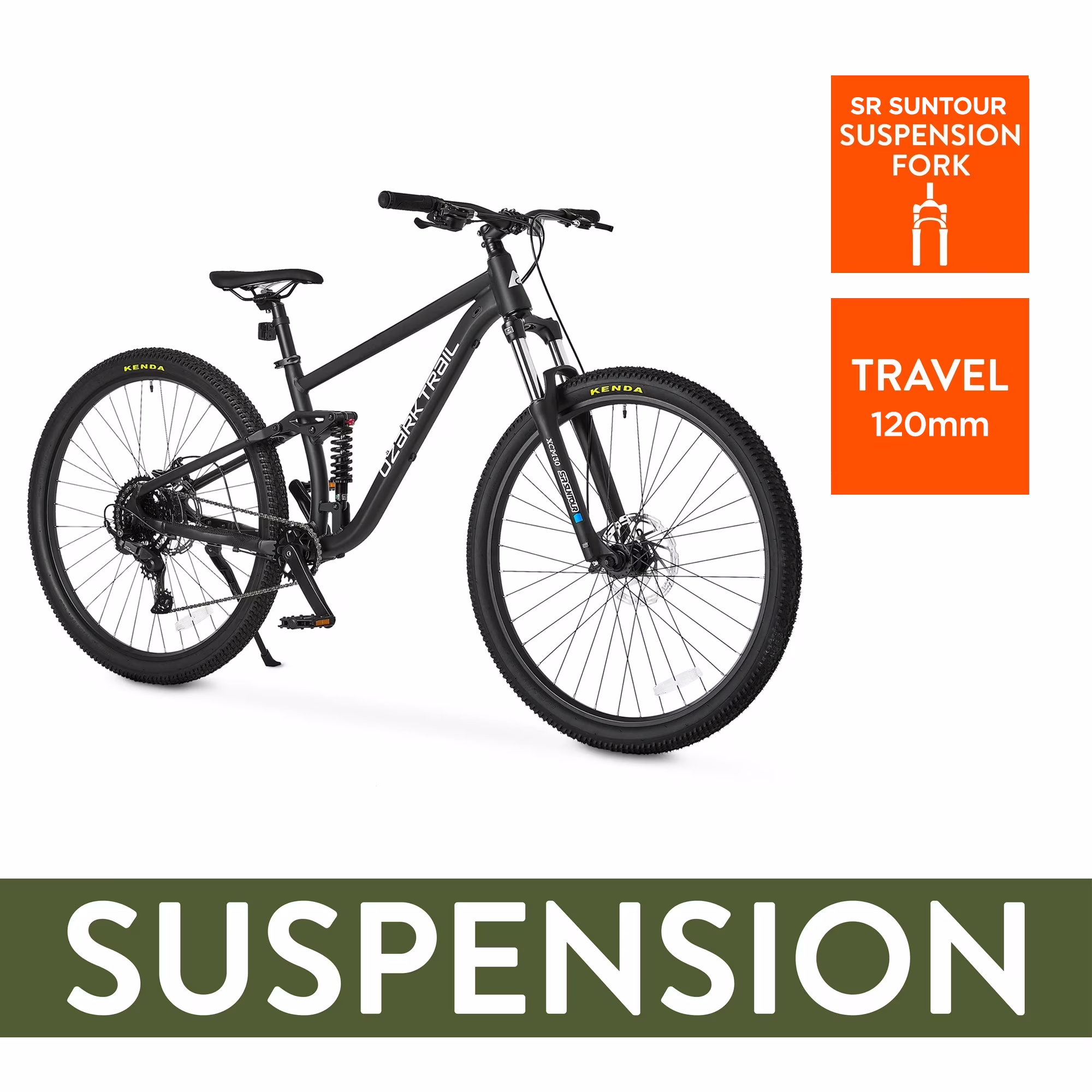 Ozark Trail FS.2 Slalom 29 in Full Suspension Mountain Bike, Medium Frame, Fits Riders 5 ft 6 in - 5 ft 9 in, Black, Adult, Unisex - Image 2