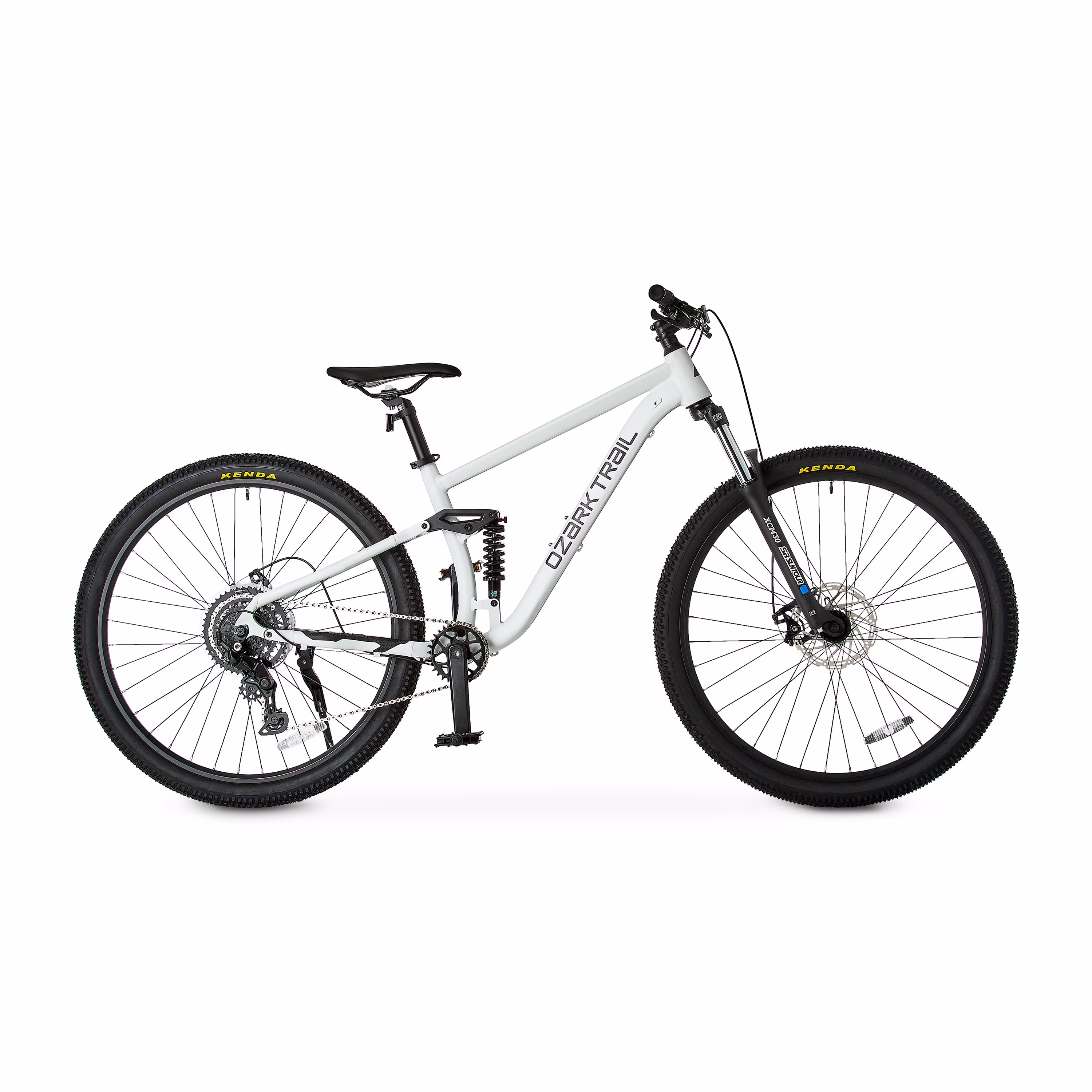 Ozark Trail FS.2 Slalom 29 in Full Suspension Mountain Bike, Medium Frame, Fits Riders 5 ft 6 in - 5 ft 9 in, Off-White, Adult, Unisex
