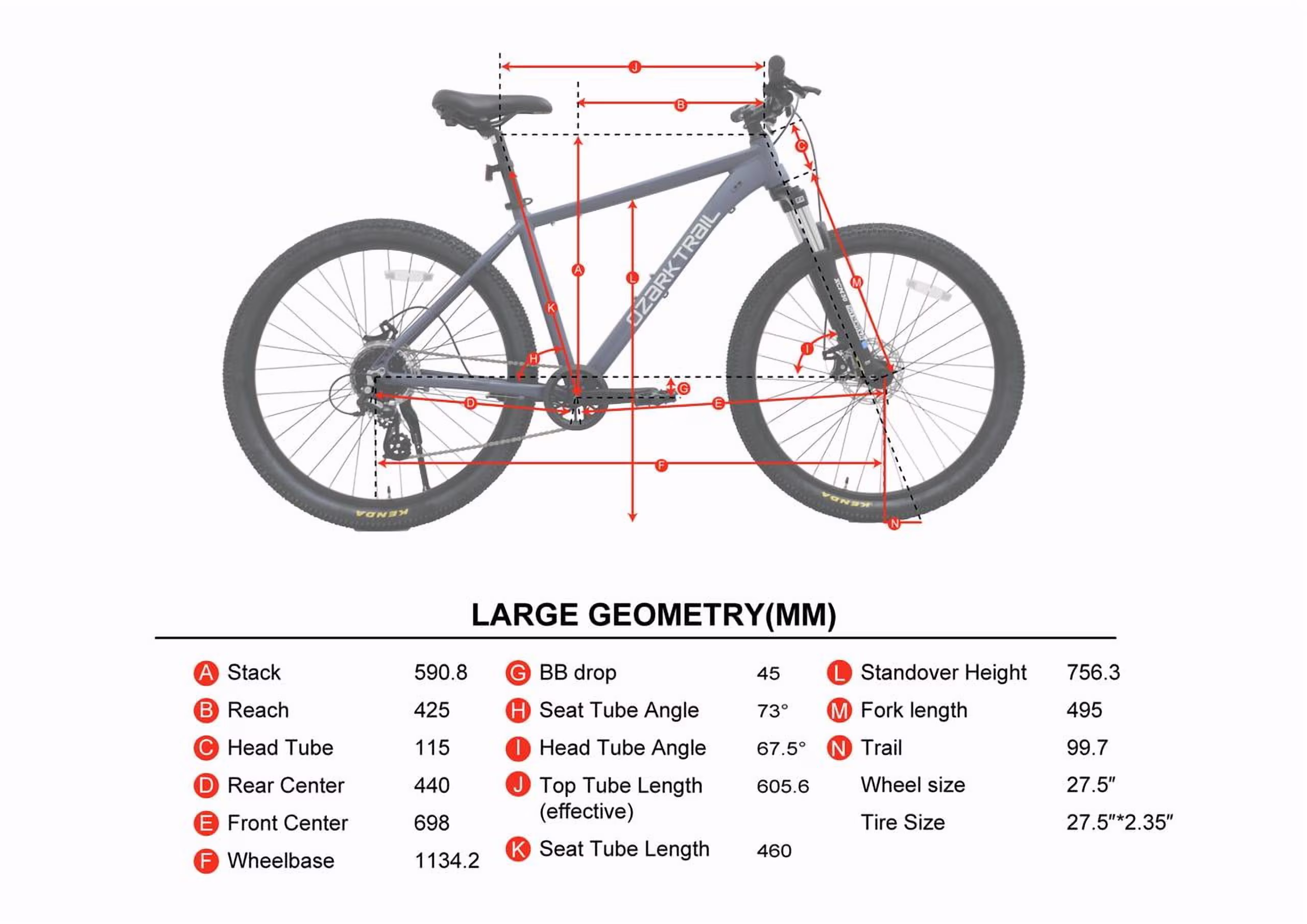 Ozark Trail M.2 Ridge Mountain Bike, 27.5 in, Large Frame, Fits Riders 5 ft 9 in - 6 ft 2 in+, Blue, Adult, Unisex - Image 3