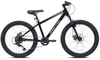 Ozark Trail Timber 24 in Mountain Bicycle, 8-Speed, Black, Fits Riders 4 ft 6 in - 5 ft 6 in, Teen