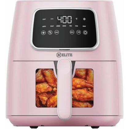 Pink 5.5 Quart Digital Air Fryer with 8 Preset Cooking Programs, Nonstick Basket, Oil-Less Countertop Oven for Frying, Baking, Roasting and Reheating, Healthy Kitchen Appliance