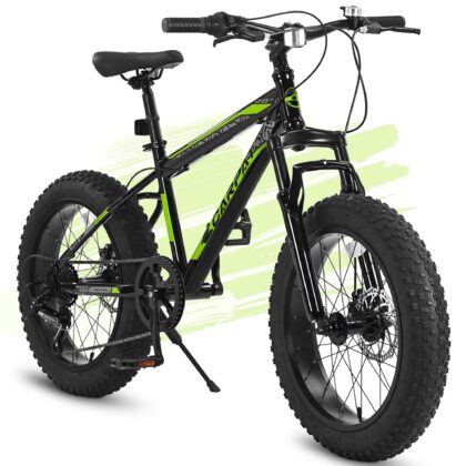 POVANLI 20" Fat Tire Bicycle for Adult Ages 14+ Bike, Steel Frame, 7 Speed