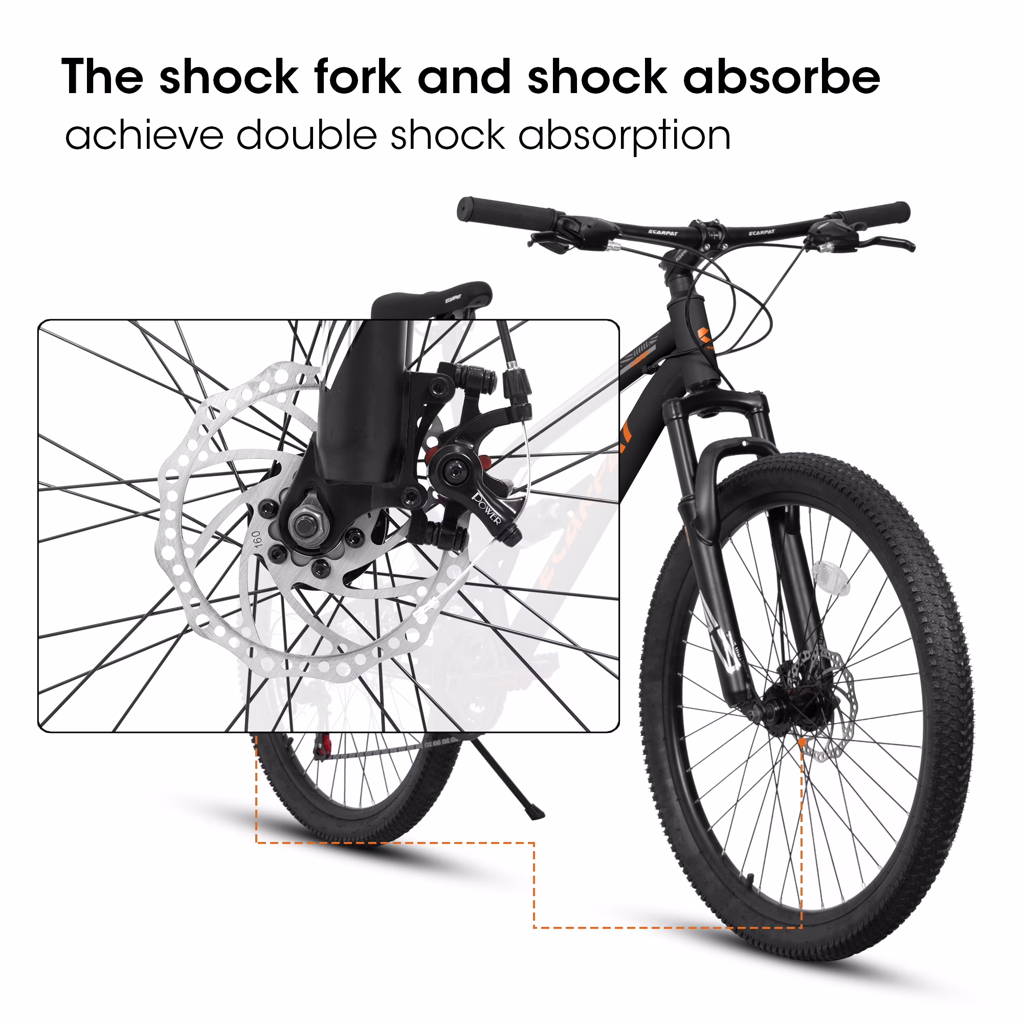 POVANLI 26 Inch Mountain Bike Adult Full Shimano 21 Speed Mountain Bike, Dual Disc Brake, Aluminum Frame Disc Brake, Front Suspension, Mountain biking for both men and women, Black (Gift) - Image 2