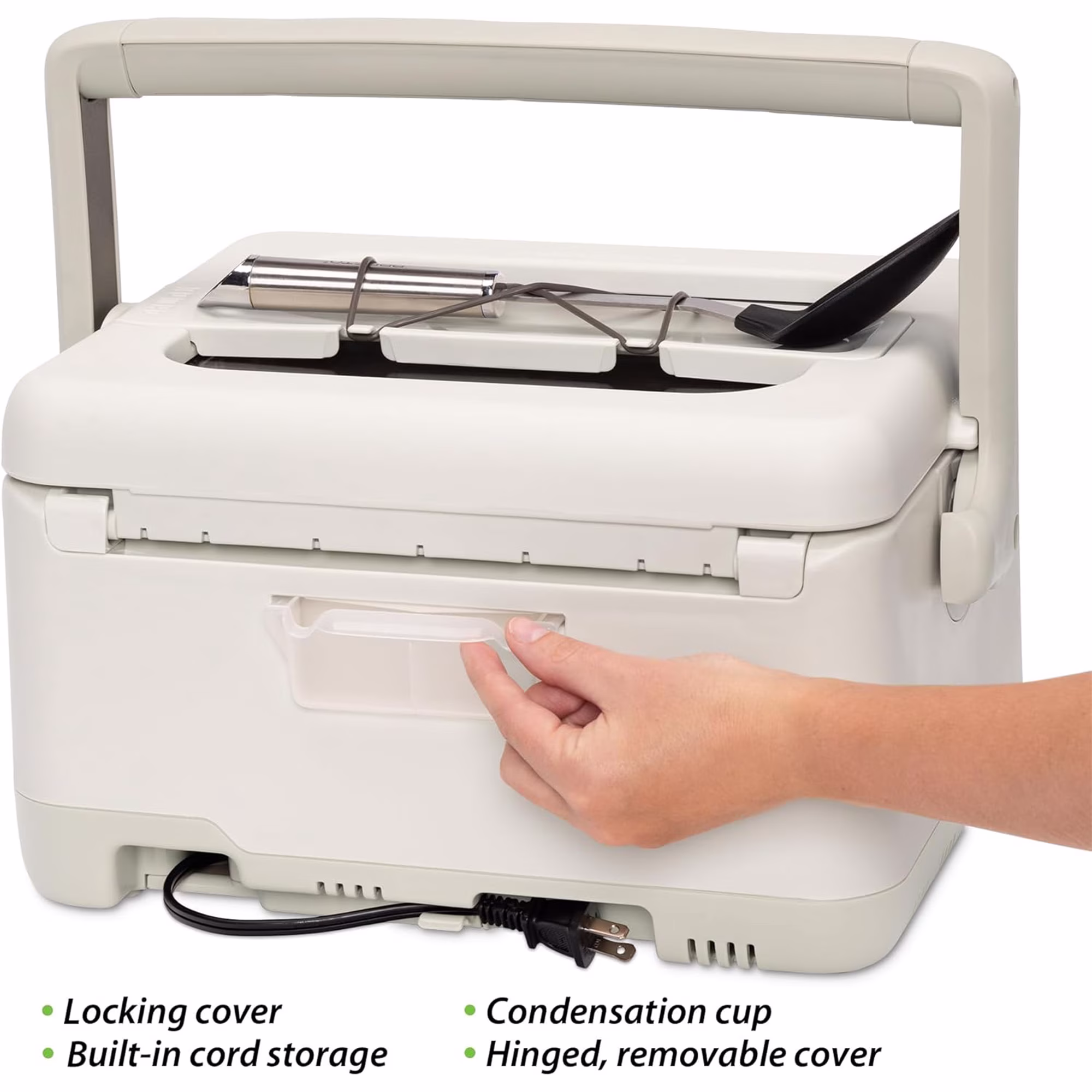 Presto 06030 8 Quart Nomad Portable Electric Slow Cooker with Locking Lid, White - Image 2