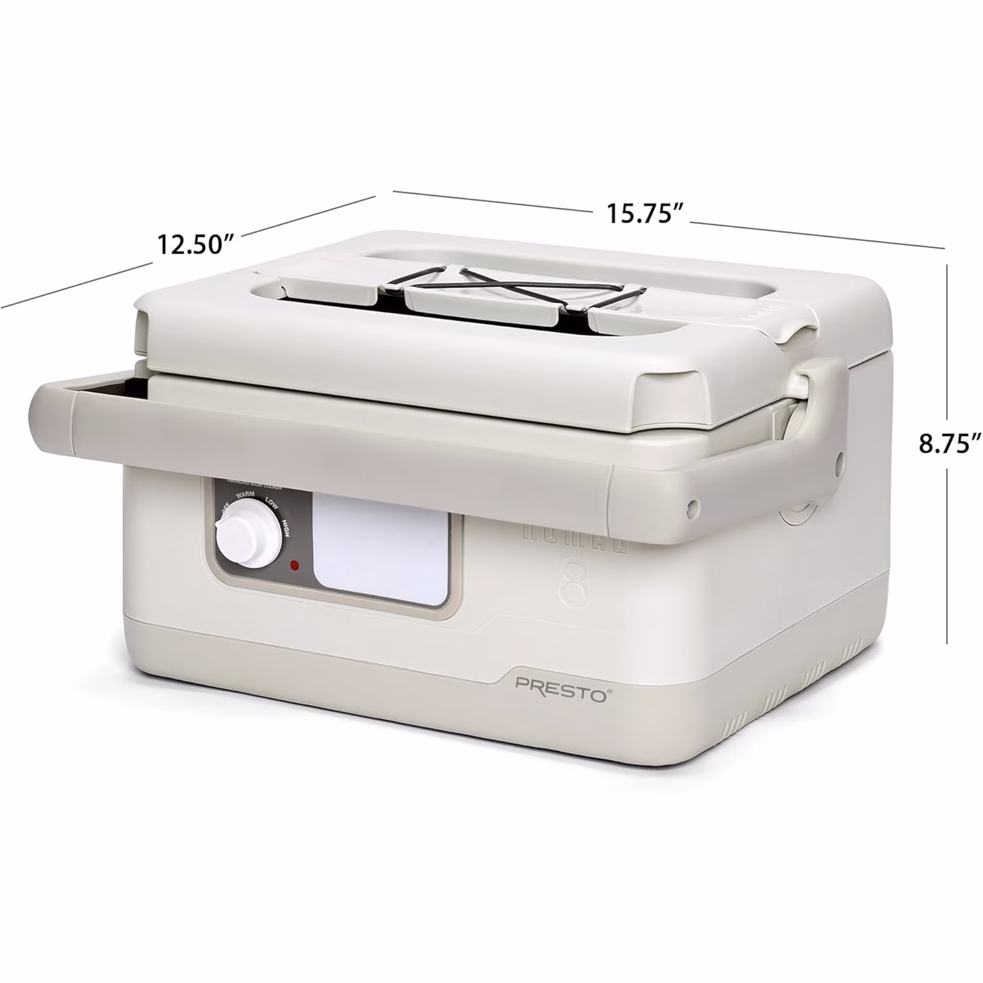 Presto 06030 8 Quart Nomad Portable Electric Slow Cooker with Locking Lid, White - Image 3