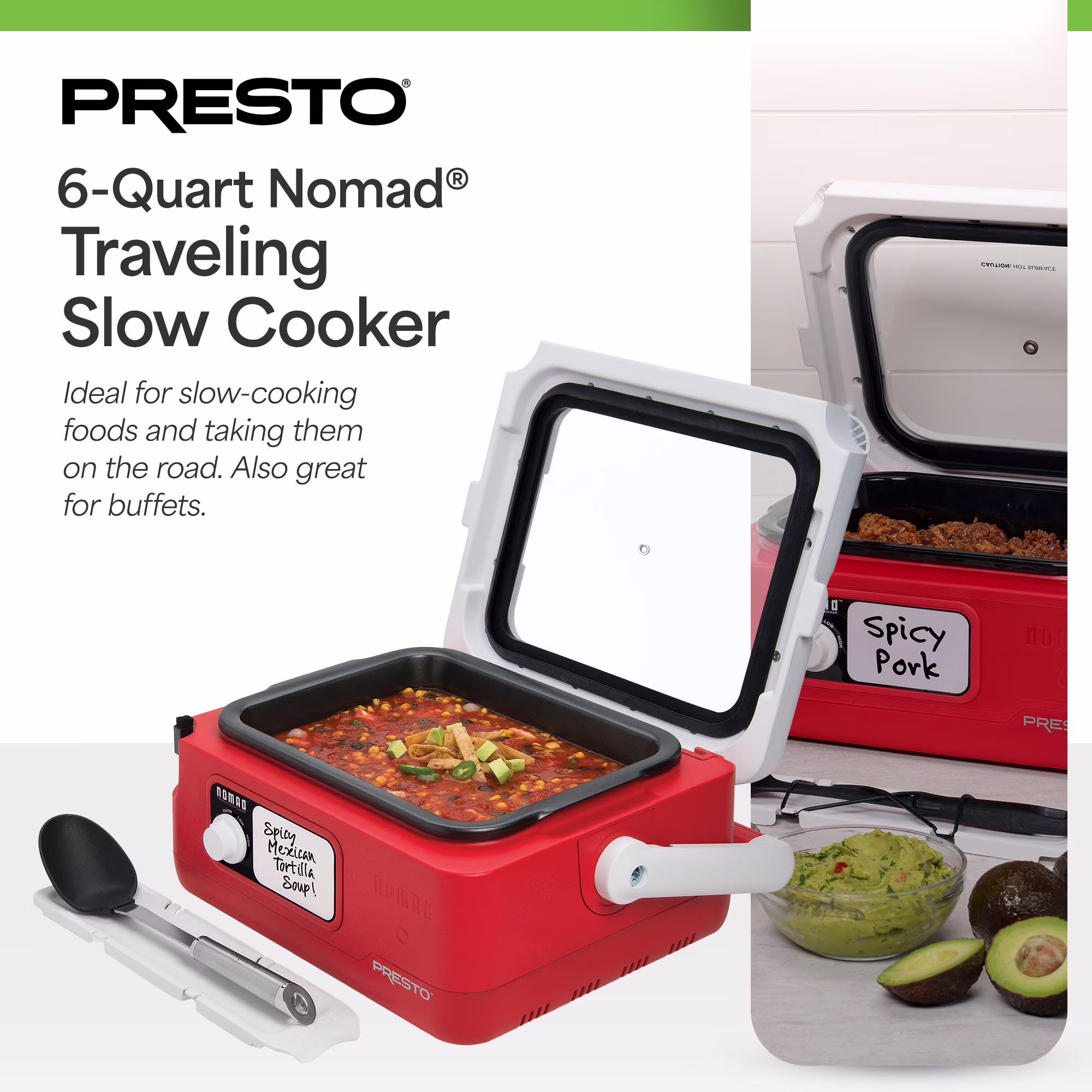 Presto 6-Quart Nomad Traveling Slow Cooker, 06011 Red - Image 3