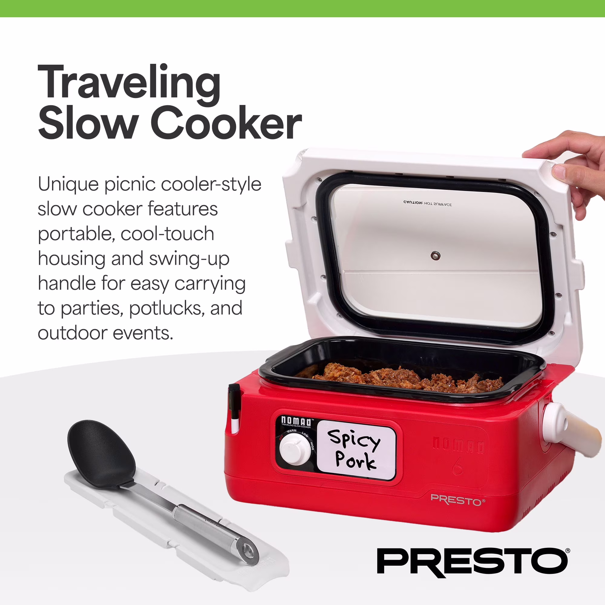 Presto 6-Quart Nomad Traveling Slow Cooker, 06011 Red - Image 5