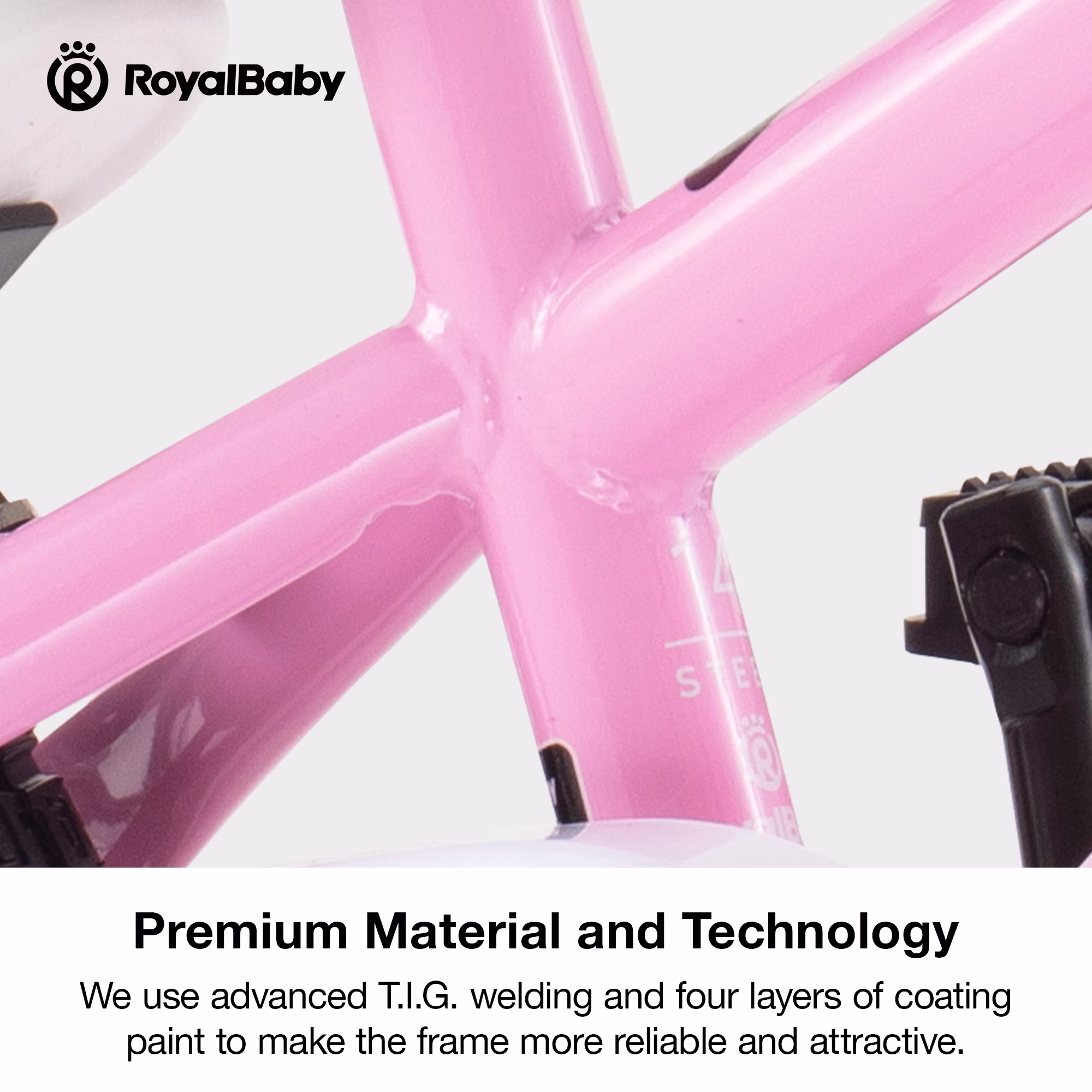 Royalbaby Boys Girls Kids Bike 16 In BMX Freestyle Pink 2 Hand Brakes Bicycles with Training Wheels Child Bicycle - Image 2