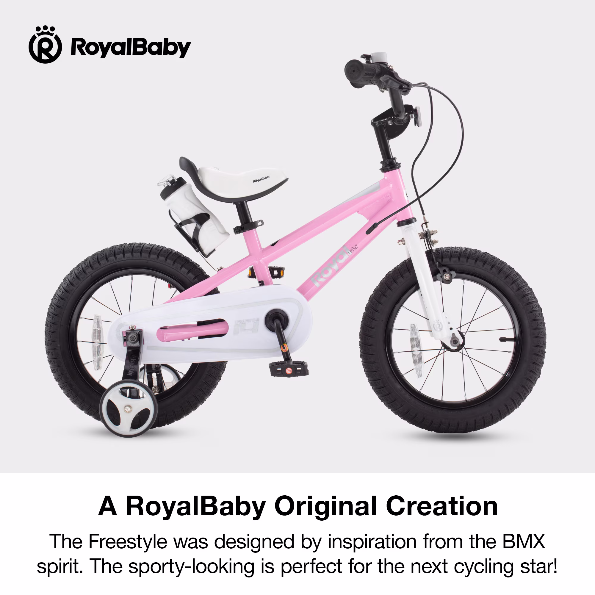 Royalbaby Boys Girls Kids Bike 16 In BMX Freestyle Pink 2 Hand Brakes Bicycles with Training Wheels Child Bicycle - Image 4