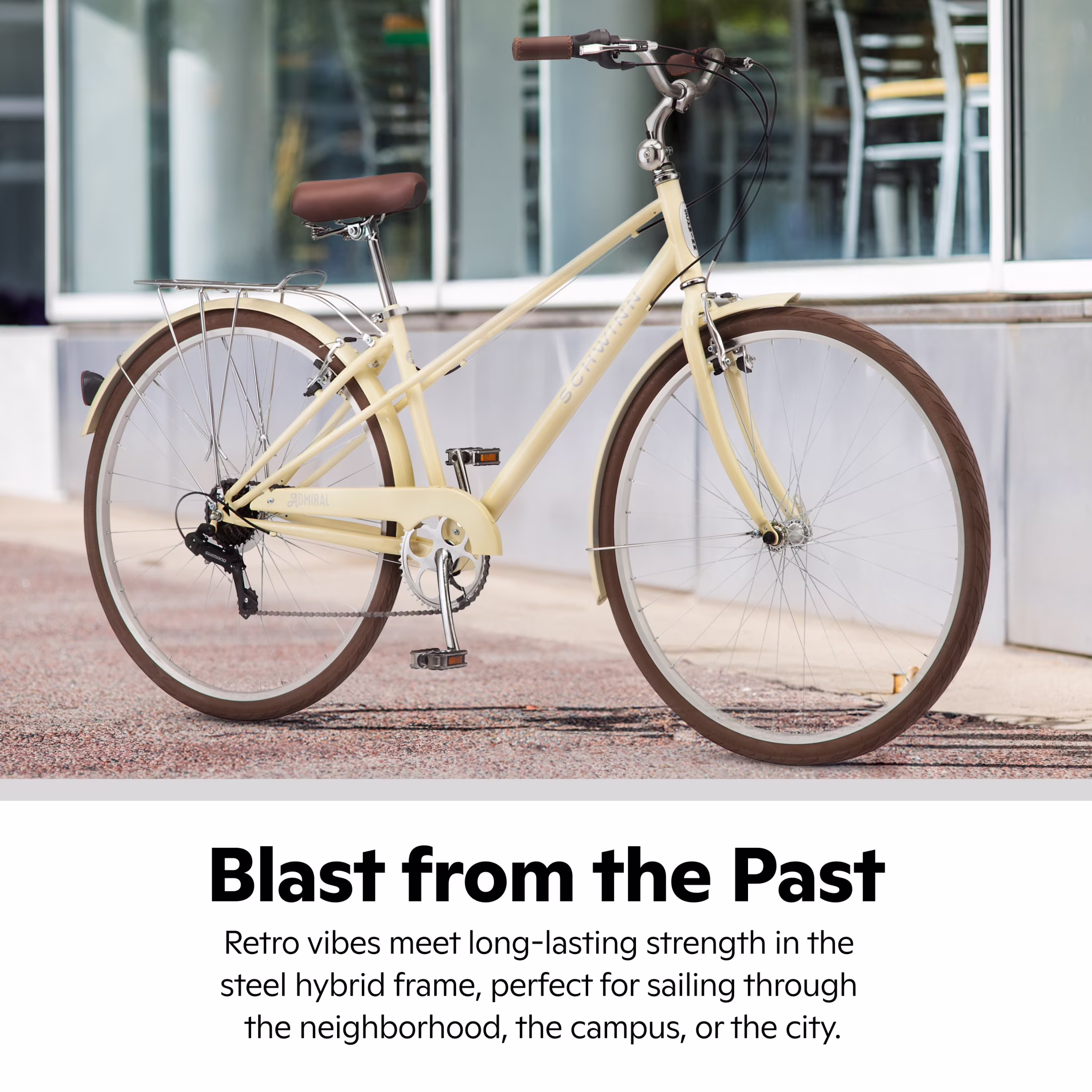 Schwinn Admiral 700c Adult Hybrid Bike, 7 Speed, Unisex Bike, Cream - Image 2