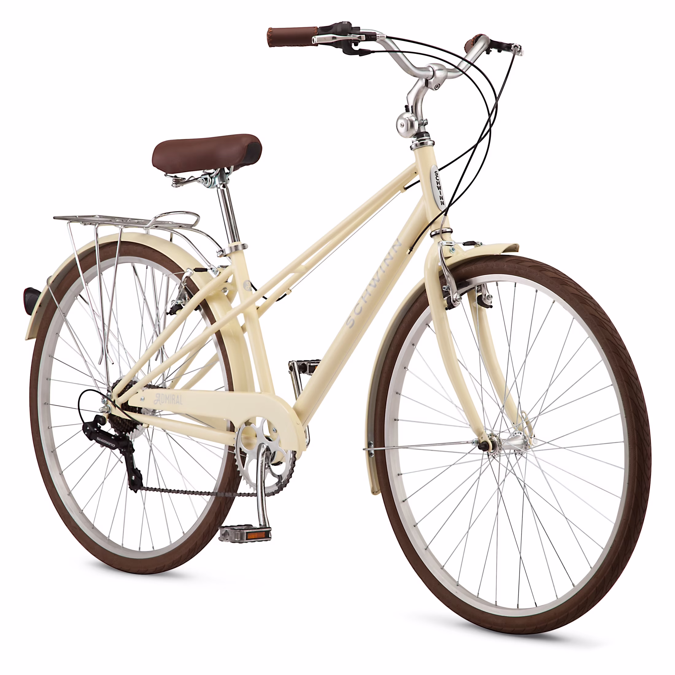 Schwinn Admiral 700c Adult Hybrid Bike, 7 Speed, Unisex Bike, Cream - Image 5