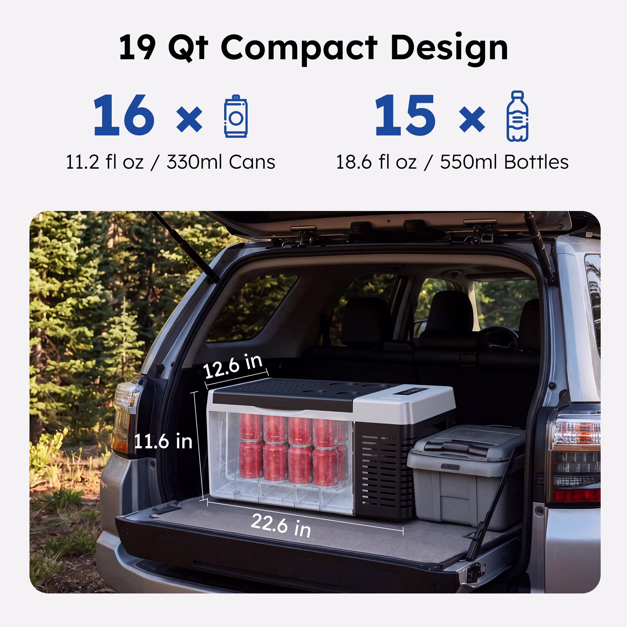 Simzlife 12 Volt 19QT(18L) Portable Car Refrigerator, -4℉~50℉, 12/24V DC & 110-240V AC, Mini Fridge for RV Camping, Travel, Truck, Home, Black - Image 4