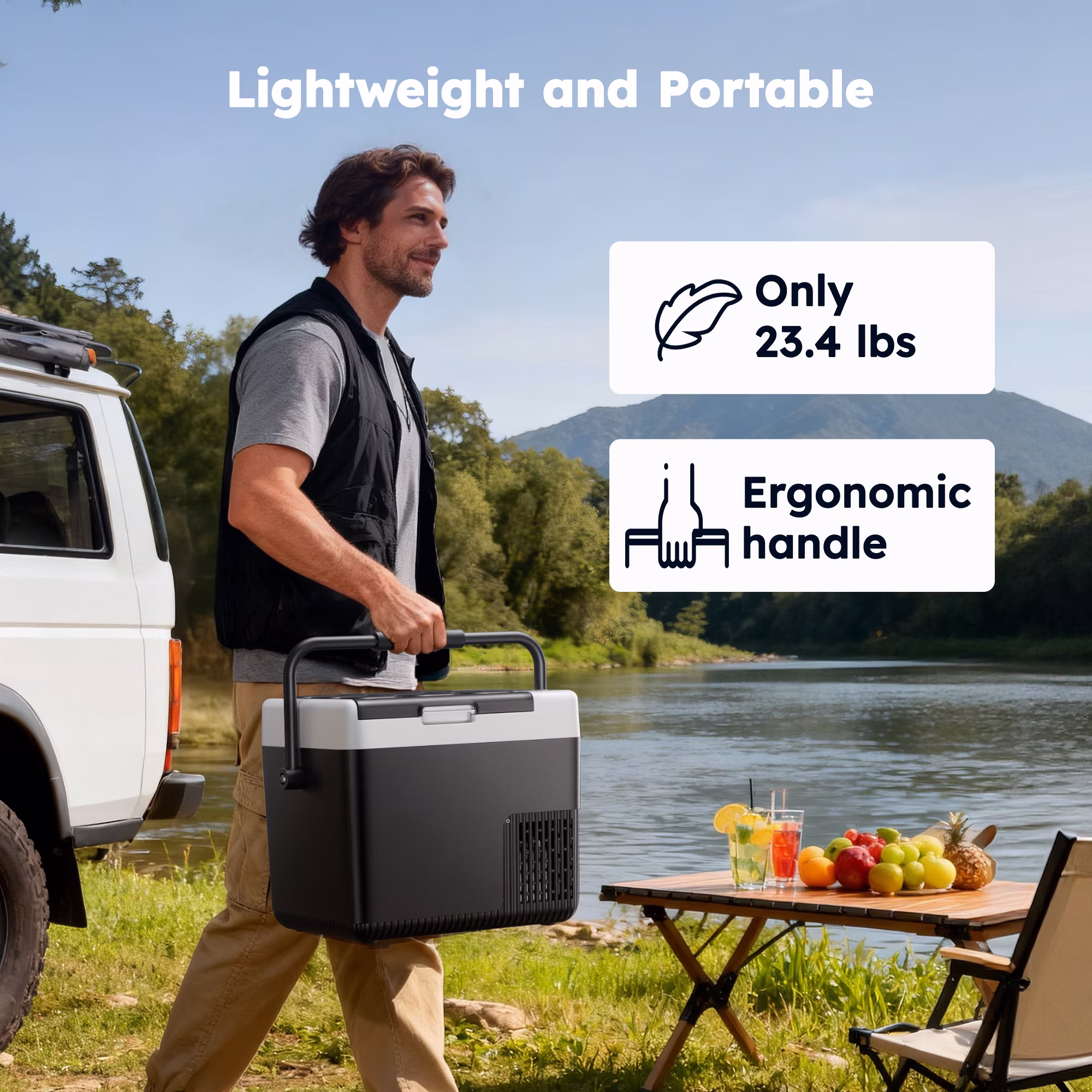 Simzlife 12V Portable Car Refrigerator - 19QT(18L), -4℉~68℉, 12/24V DC & 110-240V AC, Mini Fridge for RV/Camping/Travel/Truck/Home, Black - Image 4