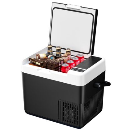 Simzlife 12V Portable Car Refrigerator - 19QT(18L), -4℉~68℉, 12/24V DC & 110-240V AC, Mini Fridge for RV/Camping/Travel/Truck/Home, Black