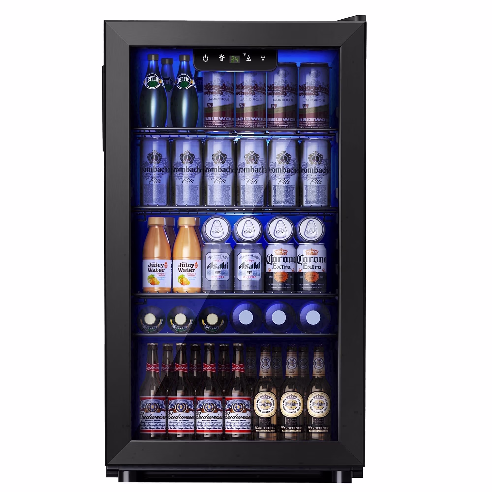 Simzlife 130 Can Beverage Refrigerator with Glass Door for Home, 17.3 in D, 31.3 in H, Black