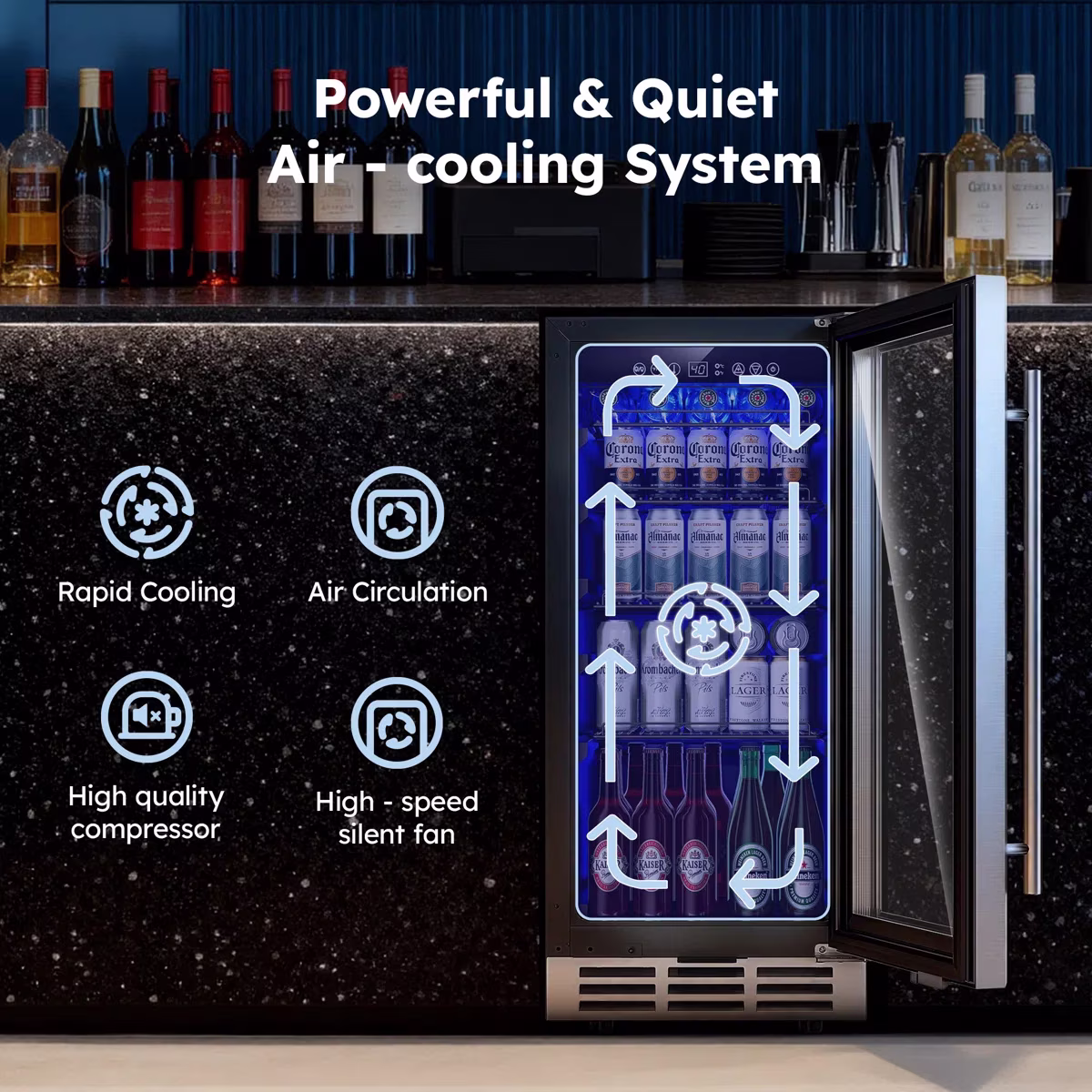 Simzlife 15" Beverage Refrigerator, Under Counter Beer Fridge for Soda, Water, Wine for Kitchen, Bar or Office,Black - Image 5