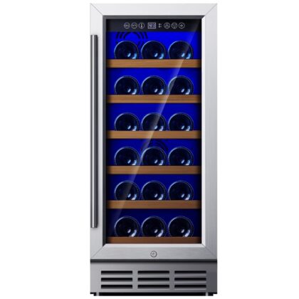 Simzlife 15" Wine Cooler, Digital Temperature Control Wine Refrigerators, Wine Chiller with Removable Shelves,Silver