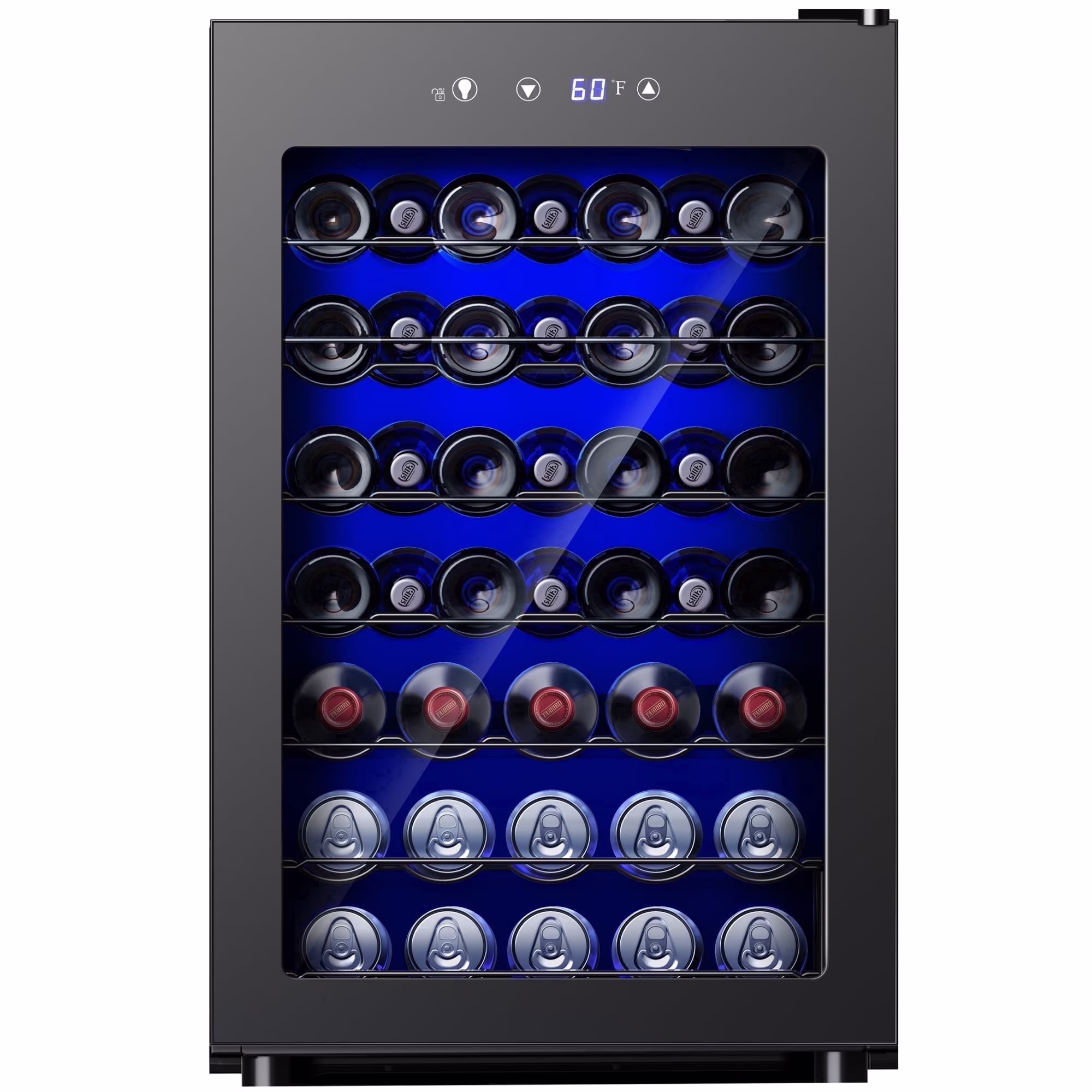 Simzlife 45 Bottles Wine Cooler Refrigerator,Built-in Wine Fridge with Stainless Steel Glass Door, for Home Bar, Kitchen, or Office