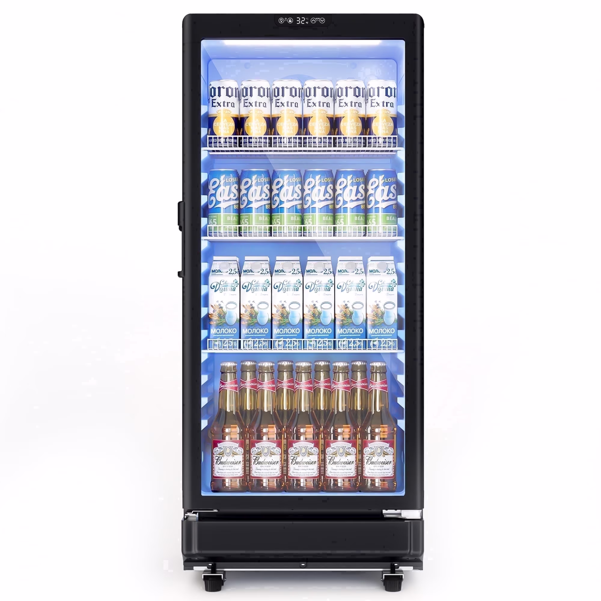 Simzlife Commercial Beverage Refrigerator, Large Refrigerator with Double-Tempered Glass Door, Beverage Cooler for Bar, Office, Restaurant