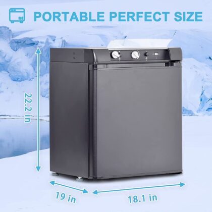 Smad 3-Way Propane Refrigerator 1.4 Cu ft 3 Way Caravan RV Camper Gas Fridge 110V LPG