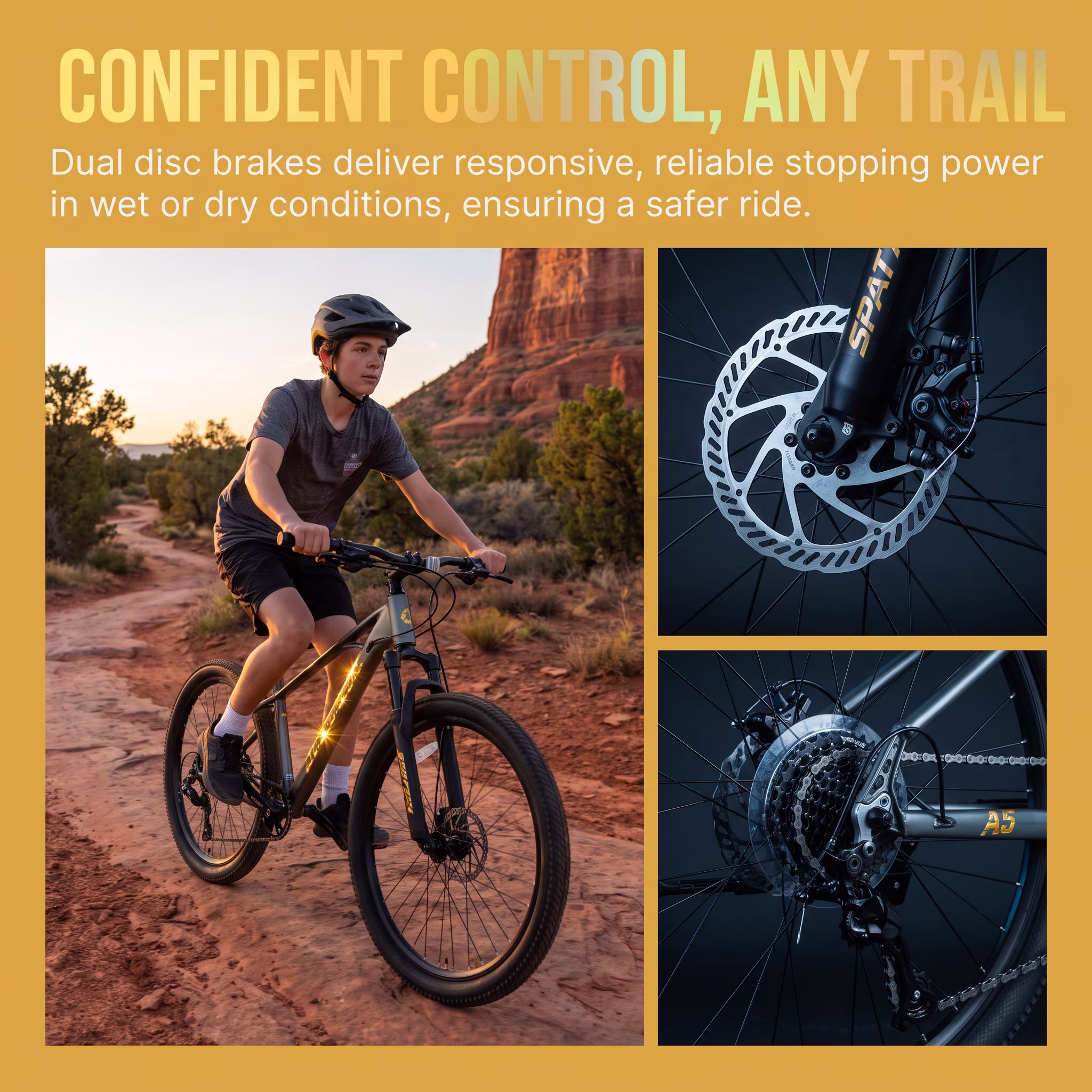 SPATIAL 24 Inch Magnesium Alloy Mountain Bike, 8-Speed Adult Teen MTB Bicycle with Dual Disc Brakes - Image 5