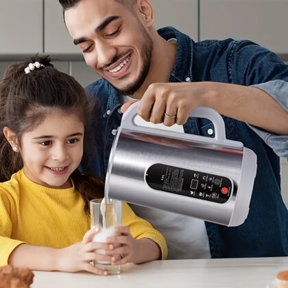 Stainless Steel Automatic Nut Milk Maker with 8 Functions for Making Almond Milk, Equipped with 20 Blades, Also Serves As a Blender And Juicer for Fruits And Vegetables, a Must-Have Kitchen Appliance
