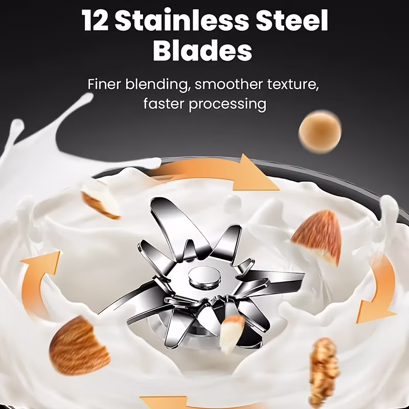 Stainless Steel Automatic Nut Milk Maker with 8 Functions for Making Almond Milk, Equipped with 20 Blades, Also Serves As a Blender And Juicer for Fruits And Vegetables, a Must-Have Kitchen Appliance - Image 4