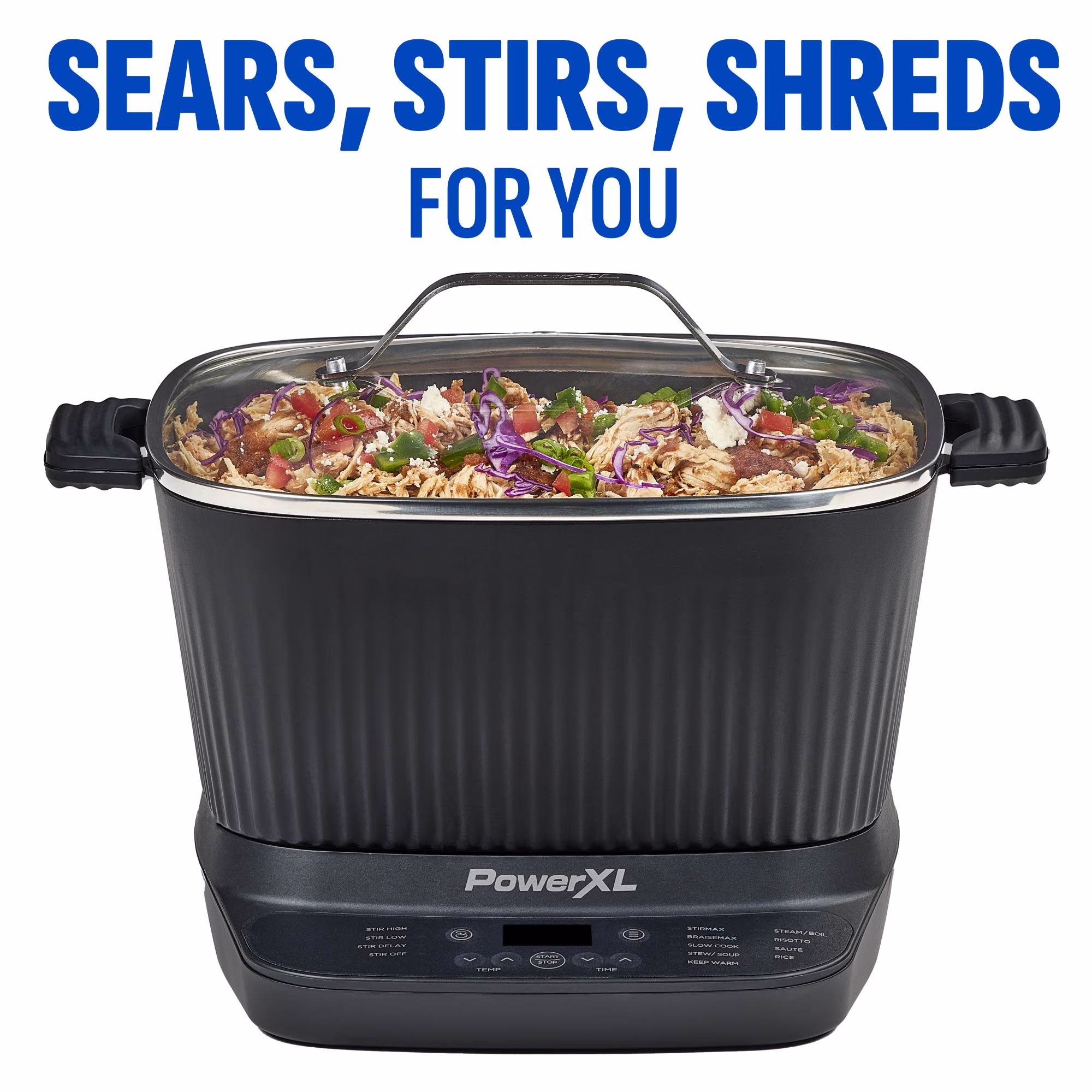 STIRMAX DELUXE 7.5 Quart Digital Multi-Cooker with Automatic Paddle to Stir and Shred, 9 in 1 programable presets to Sauté, Sear, and Brown Food Before Simmering – Accessories, Skillet, & Cookbook - Image 3