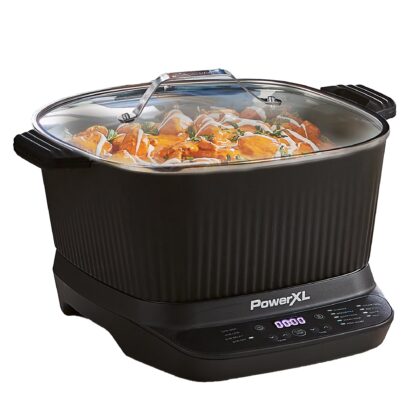STIRMAX DELUXE 7.5 Quart Digital Multi-Cooker with Automatic Paddle to Stir and Shred, 9 in 1 programable presets to Sauté, Sear, and Brown Food Before Simmering – Accessories, Skillet, & Cookbook